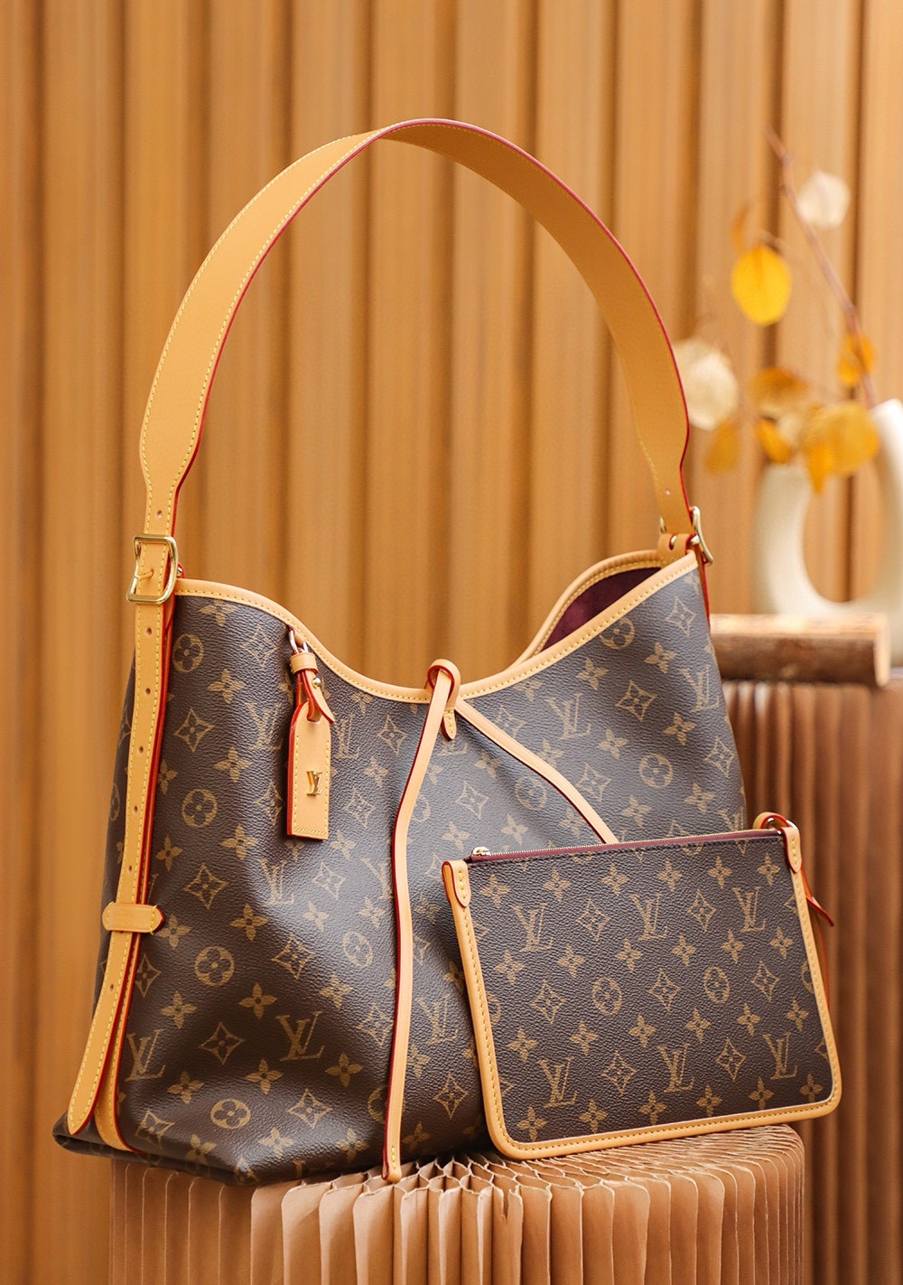 Louis Vuitton CarryAll MM Bag Monogram with Gold Hardware