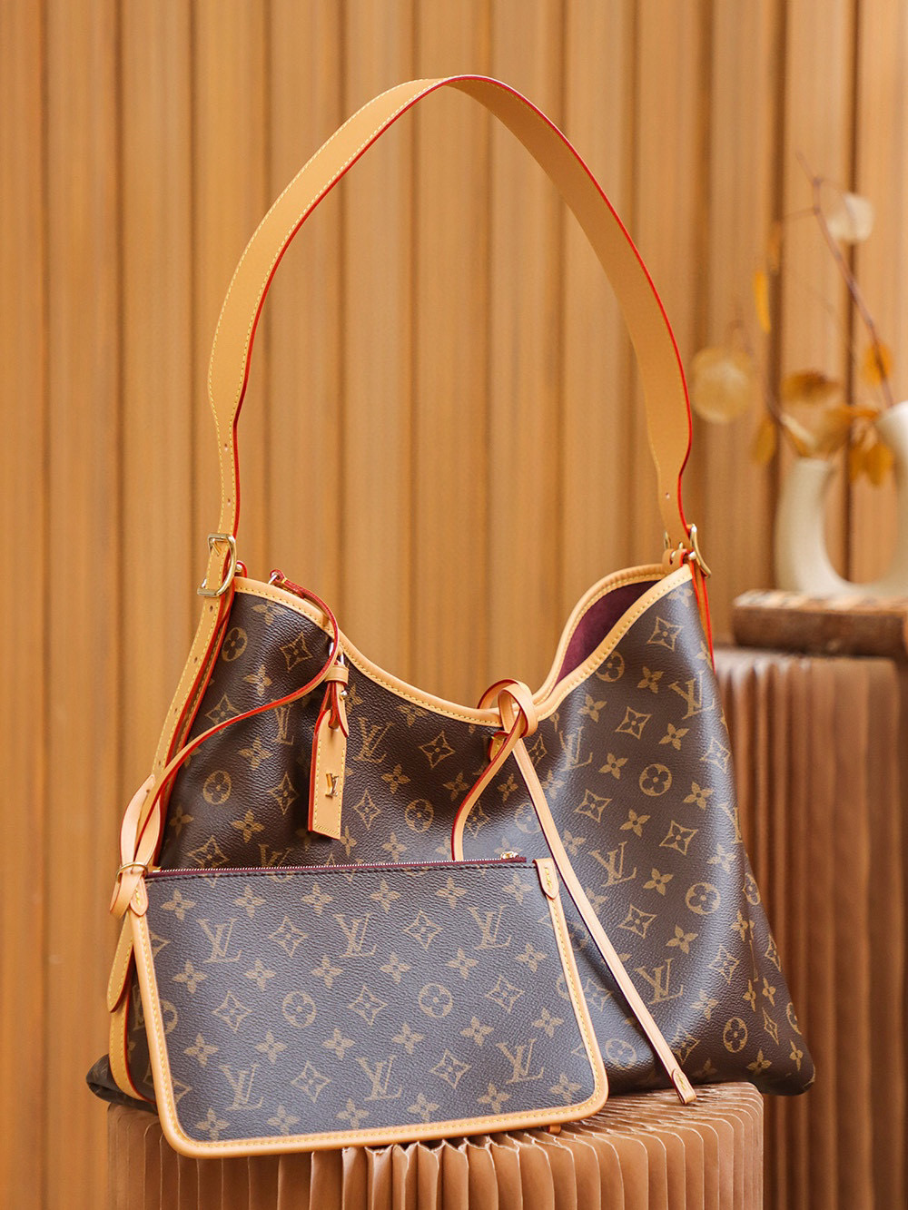 Louis Vuitton CarryAll MM Bag Monogram with Gold Hardware