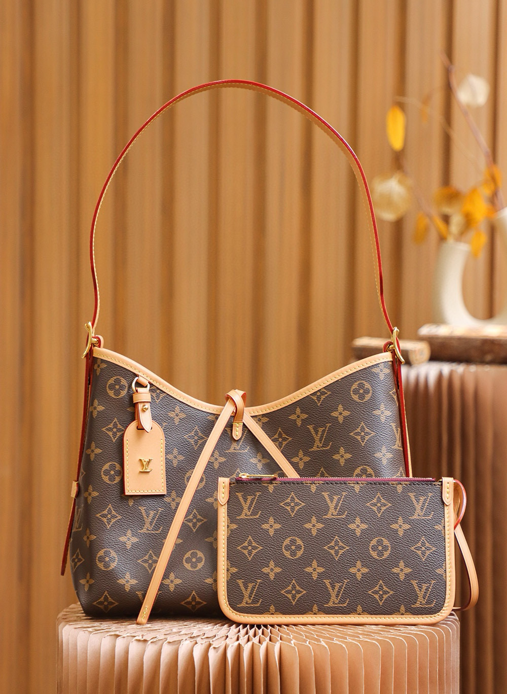 Louis Vuitton CarryAll PM Bag Monogram with Gold Hardware