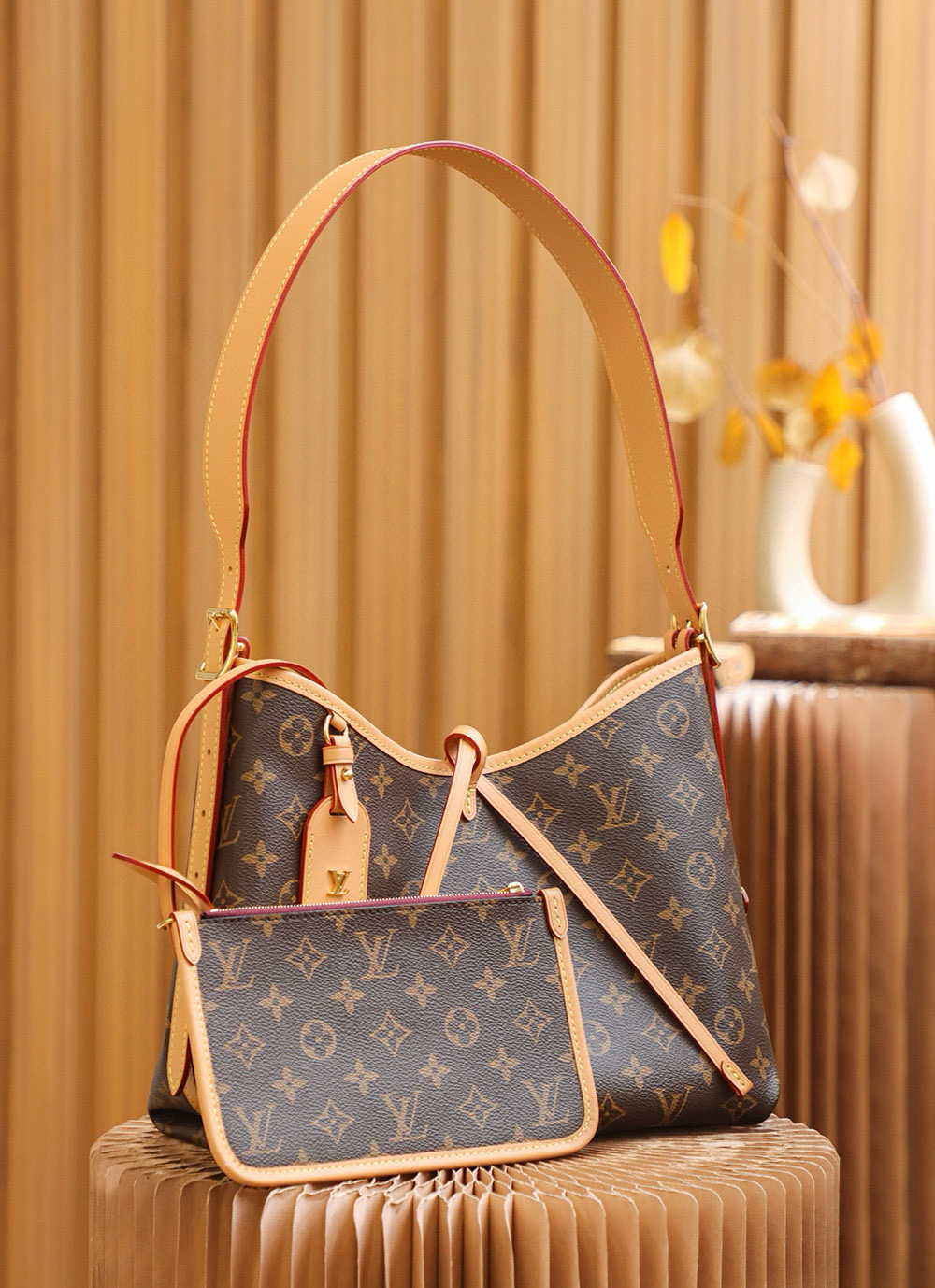 Louis Vuitton CarryAll PM Bag Monogram with Gold Hardware