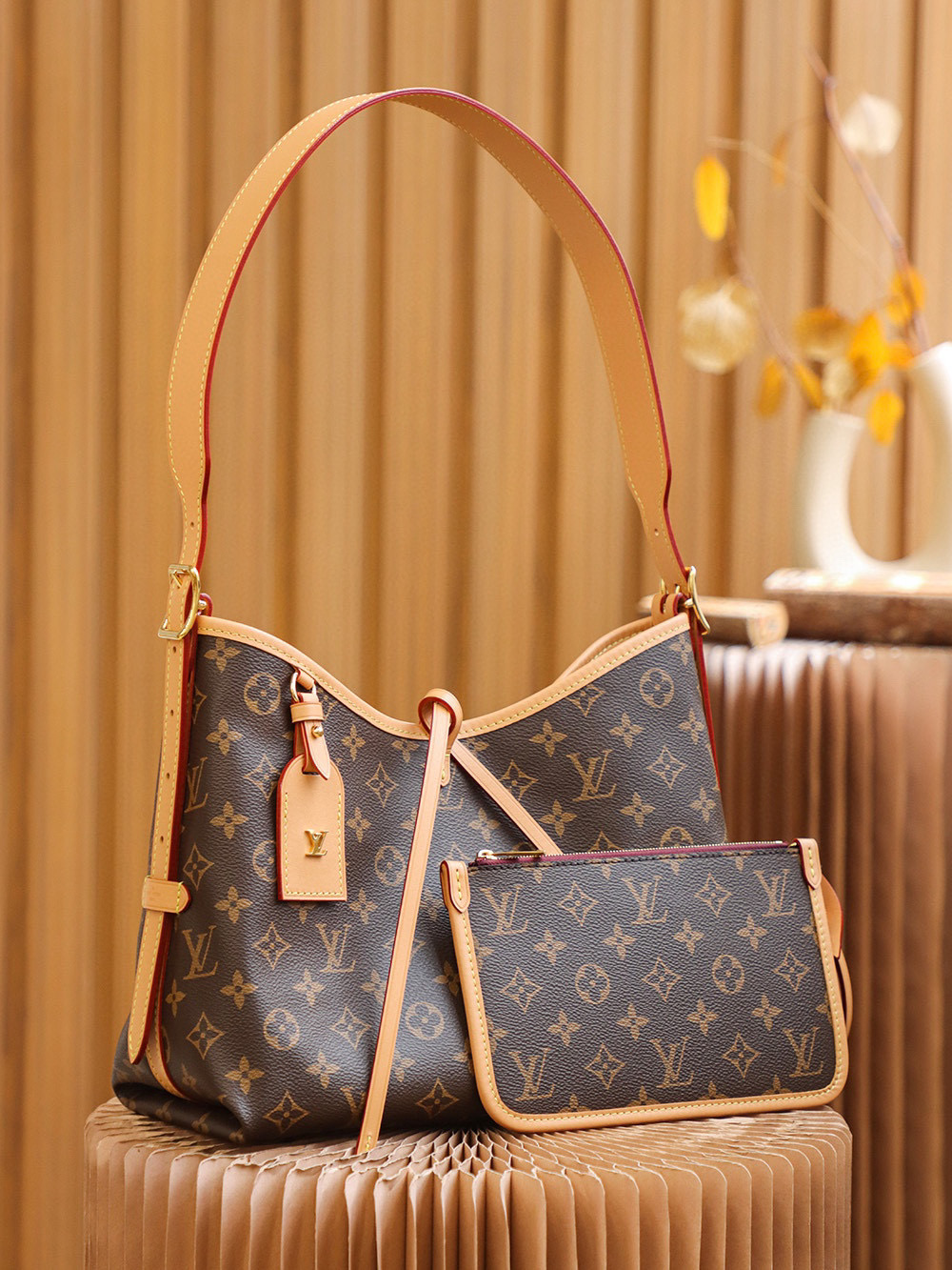 Louis Vuitton CarryAll PM Bag Monogram with Gold Hardware