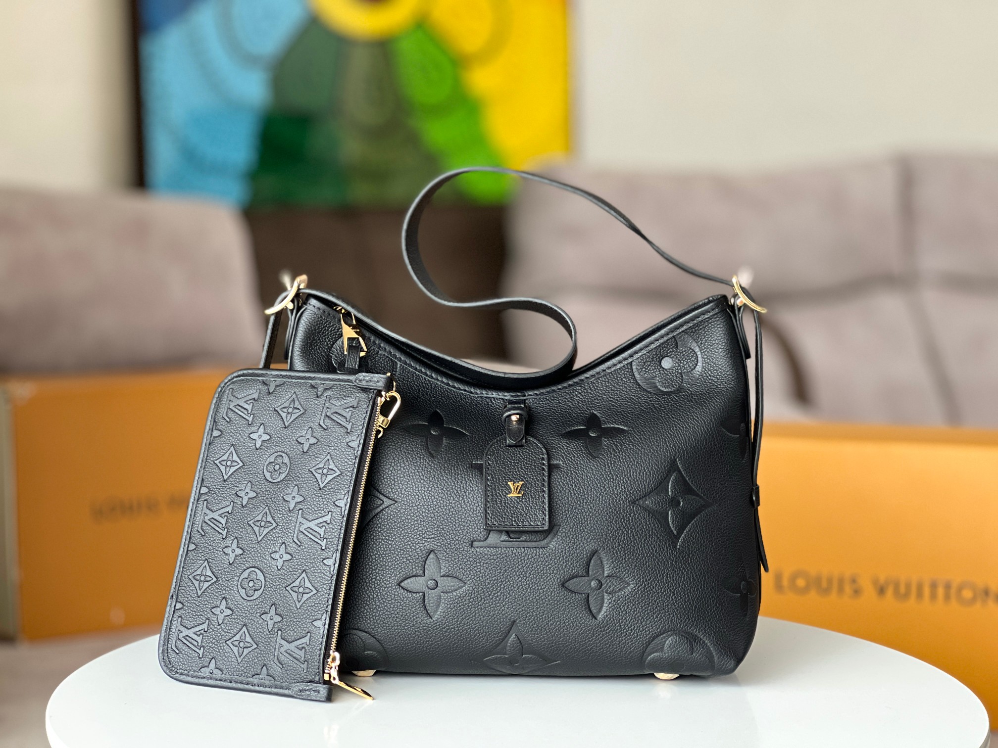 Louis Vuitton CarryAll PM Bag Black with Gold Hardware