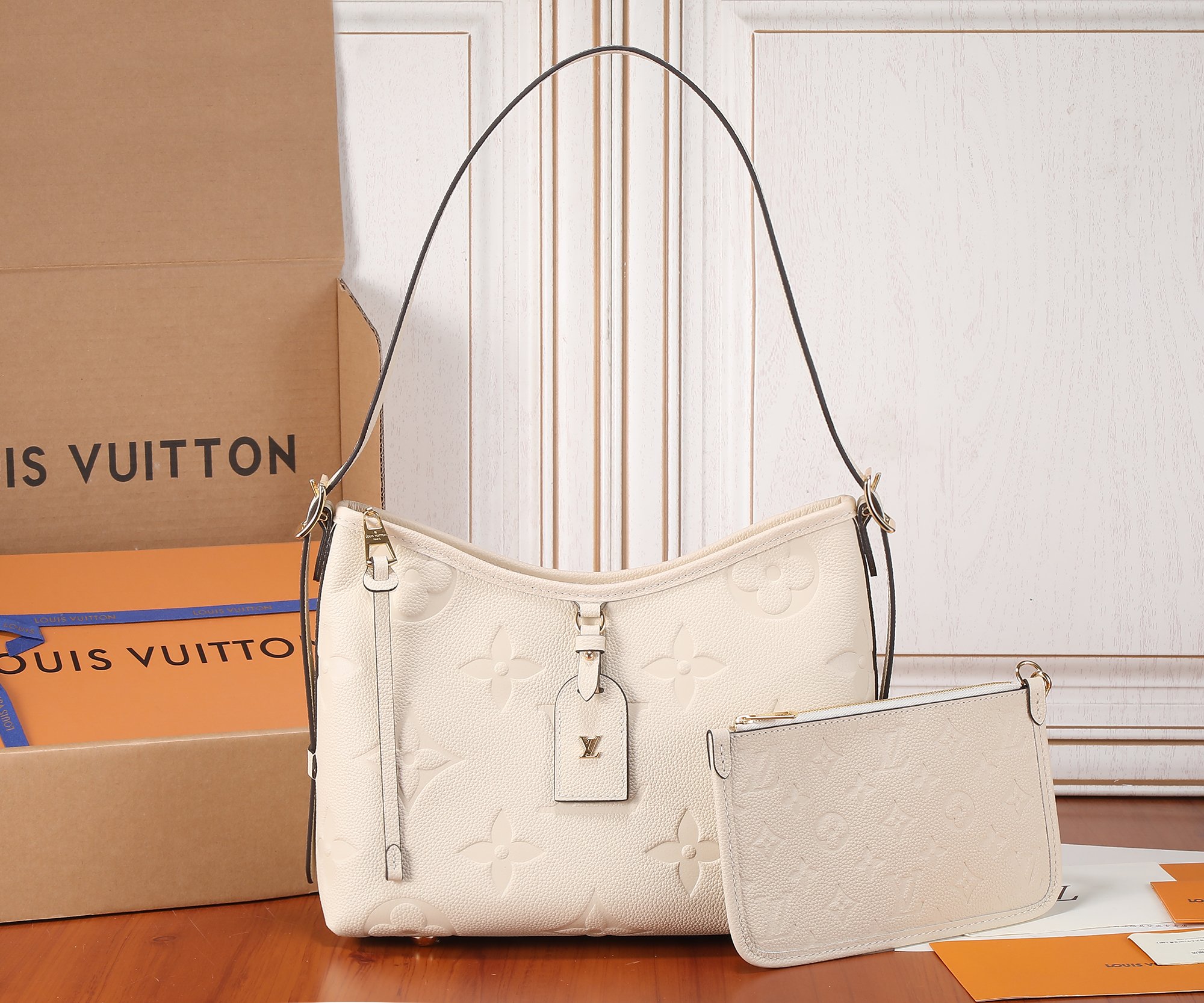 Louis Vuitton CarryAll PM Bag Cream with Gold Hardware