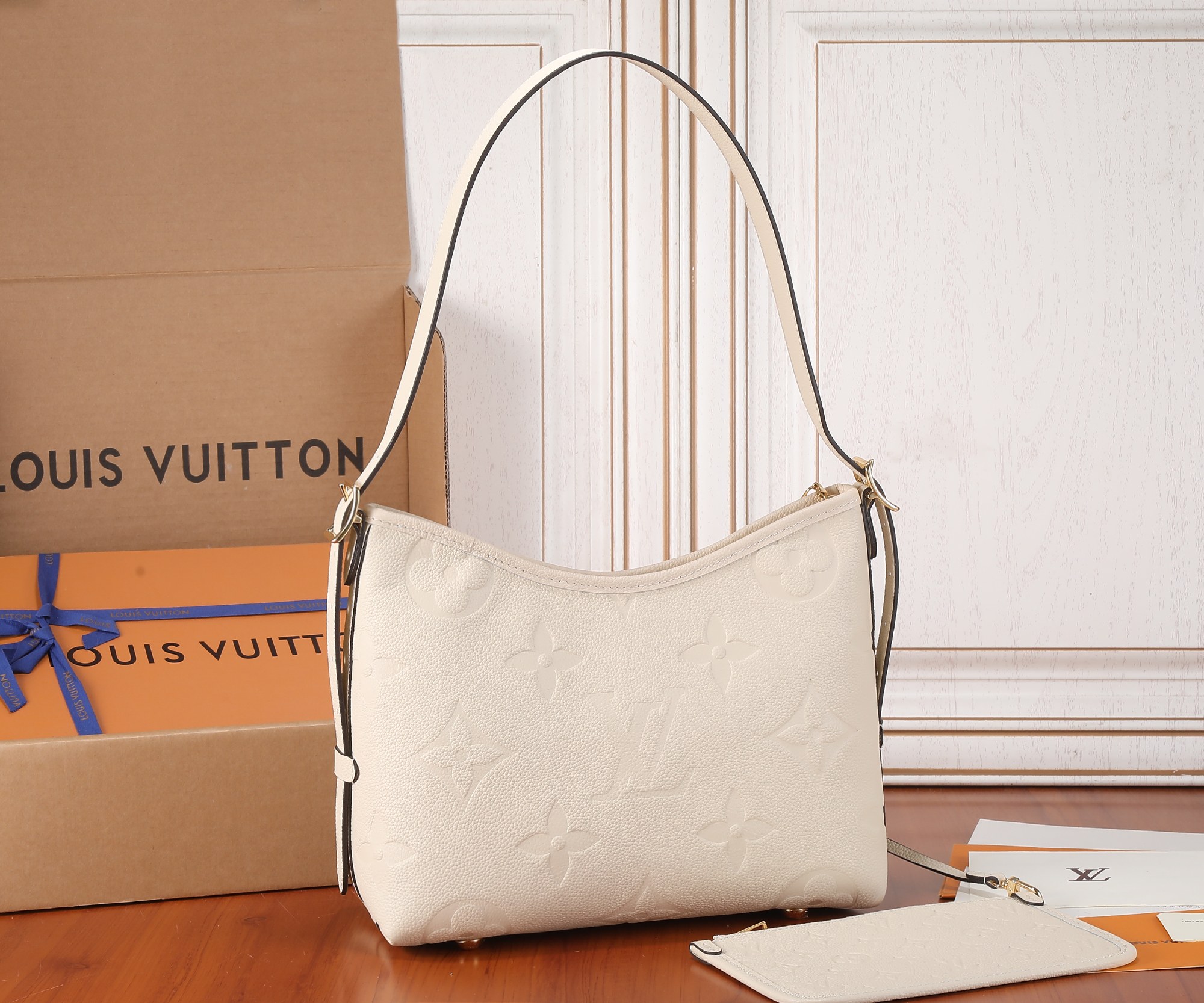 Louis Vuitton CarryAll PM Bag Cream with Gold Hardware