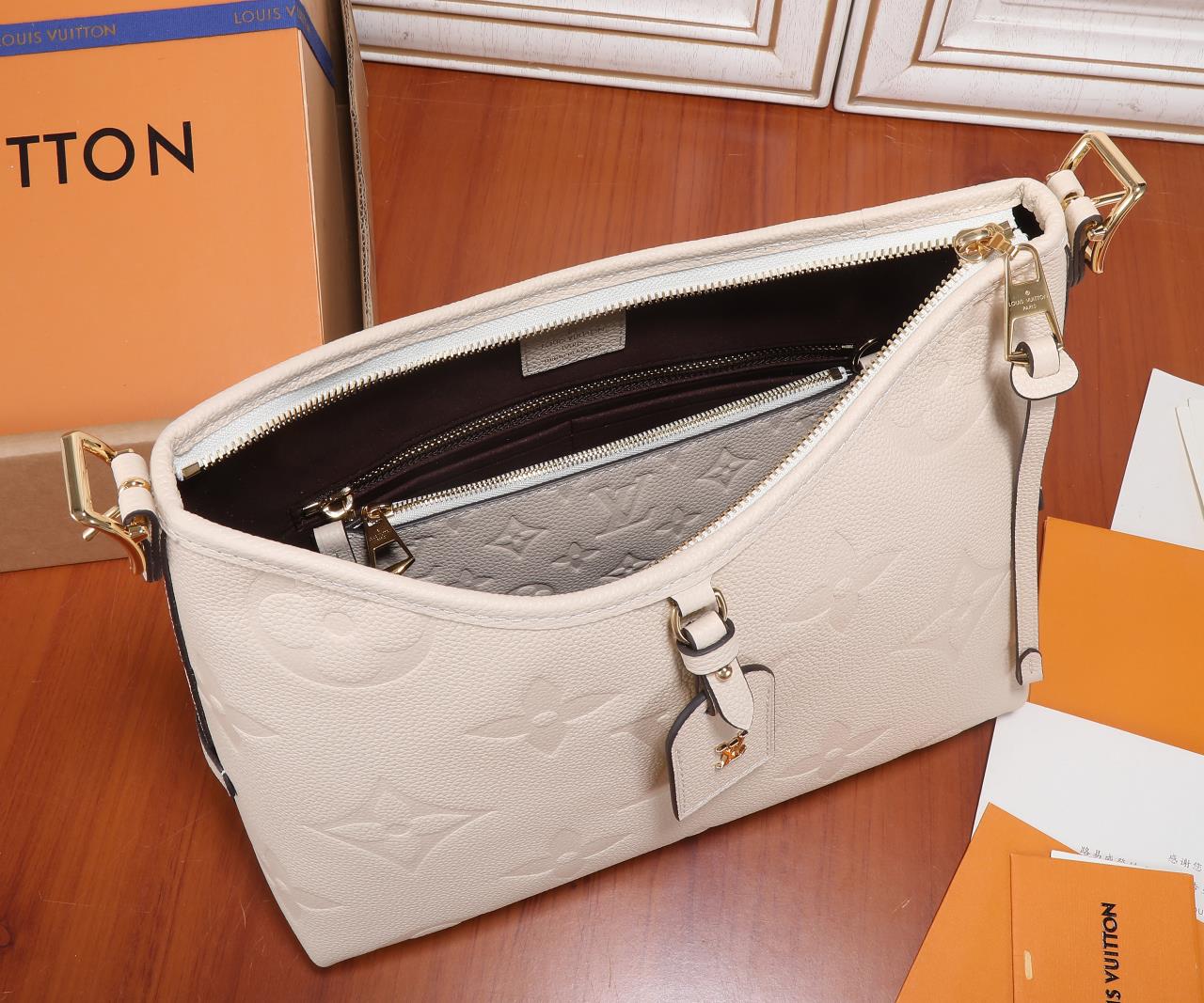 Louis Vuitton CarryAll PM Bag Cream with Gold Hardware