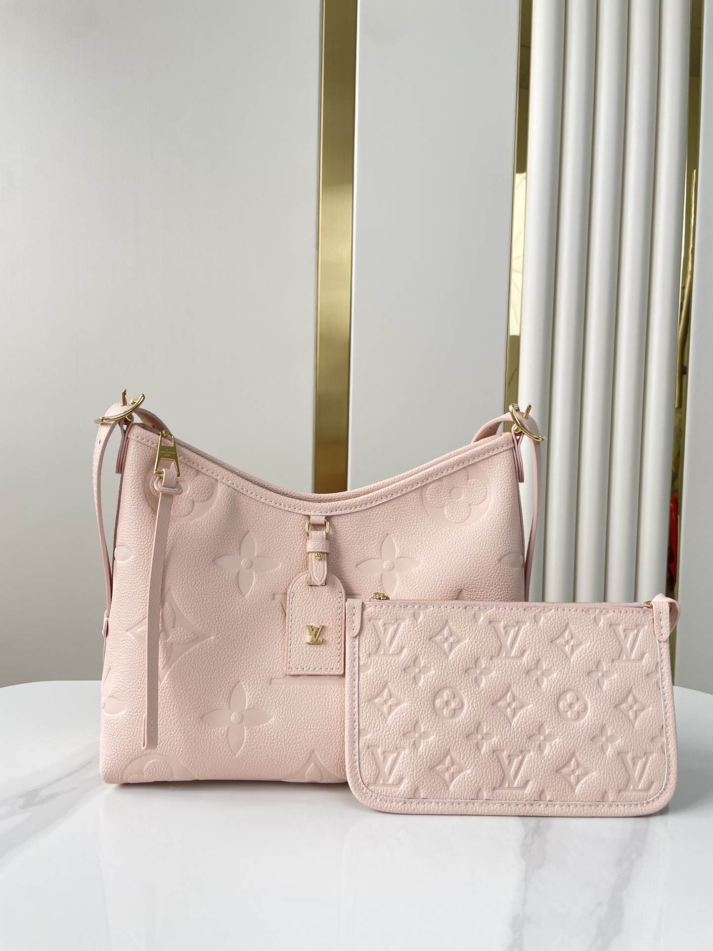 Louis Vuitton CarryAll PM Bag Light Pink with Gold Hardware