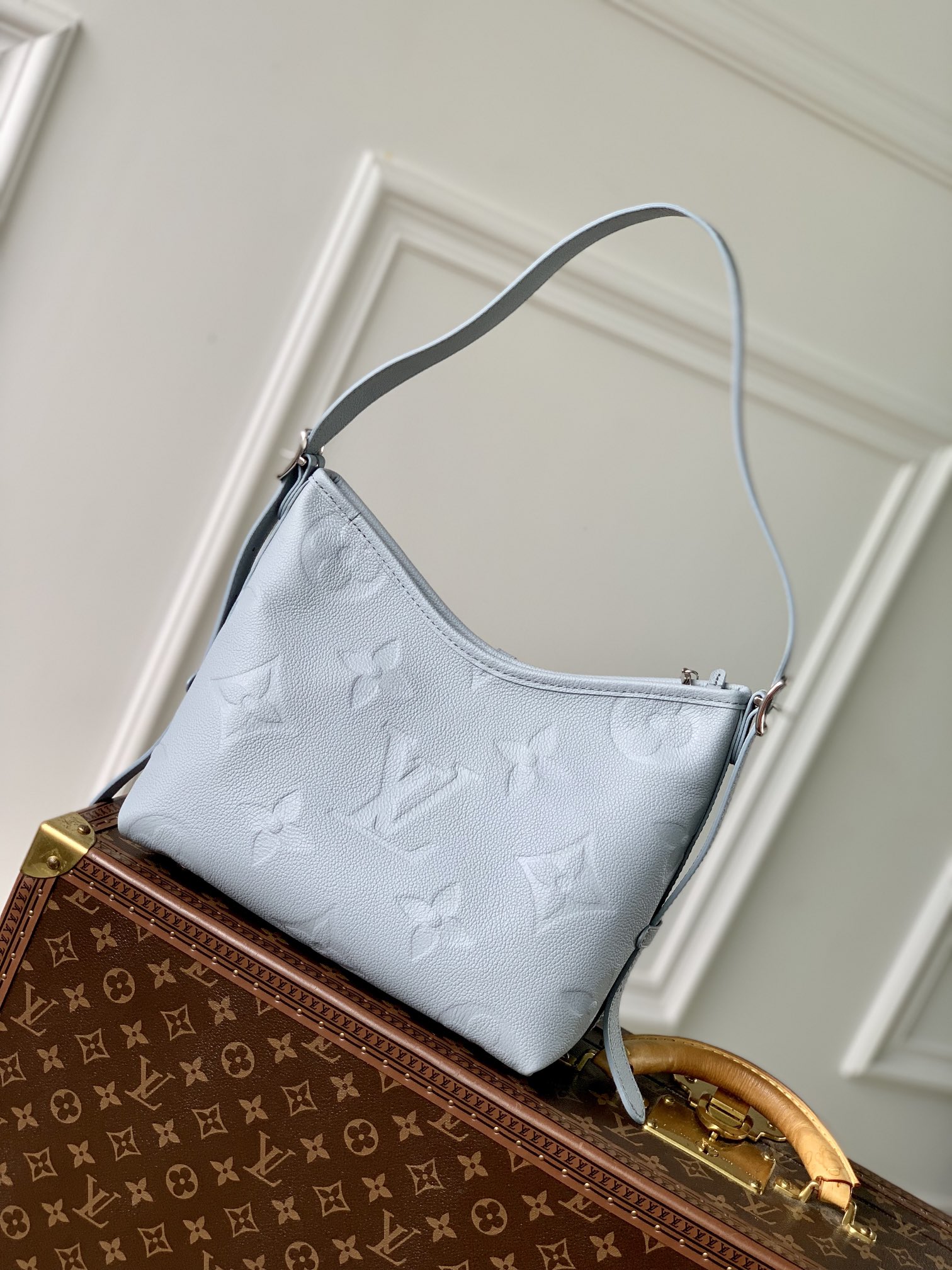 Louis Vuitton CarryAll PM Bag Light Blue with Silver Hardware