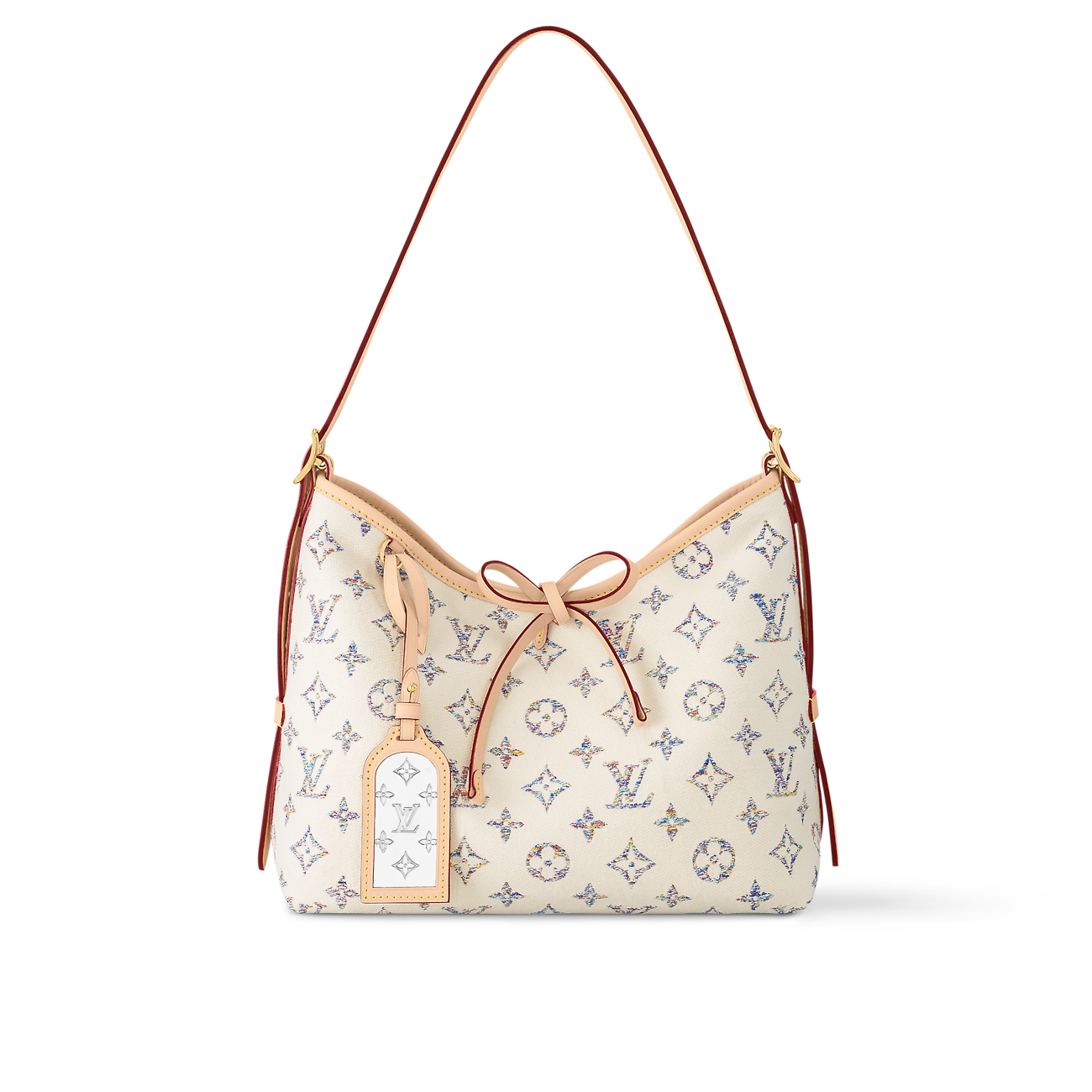 Louis Vuitton CarryAll PM Bag Multicolor Beige with Gold Hardware