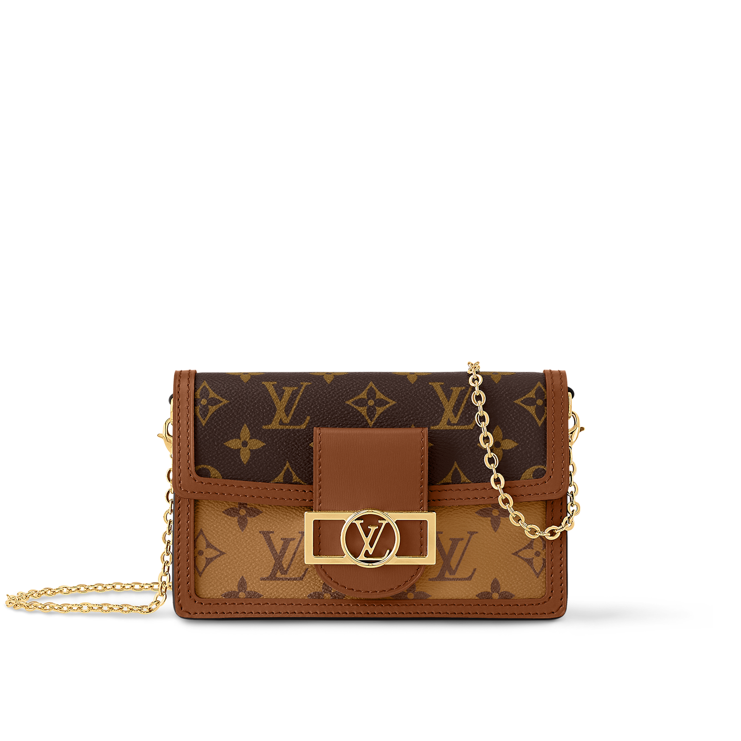 Louis Vuitton Dauphine Chain Wallet Bag Monogram with Gold Hardware