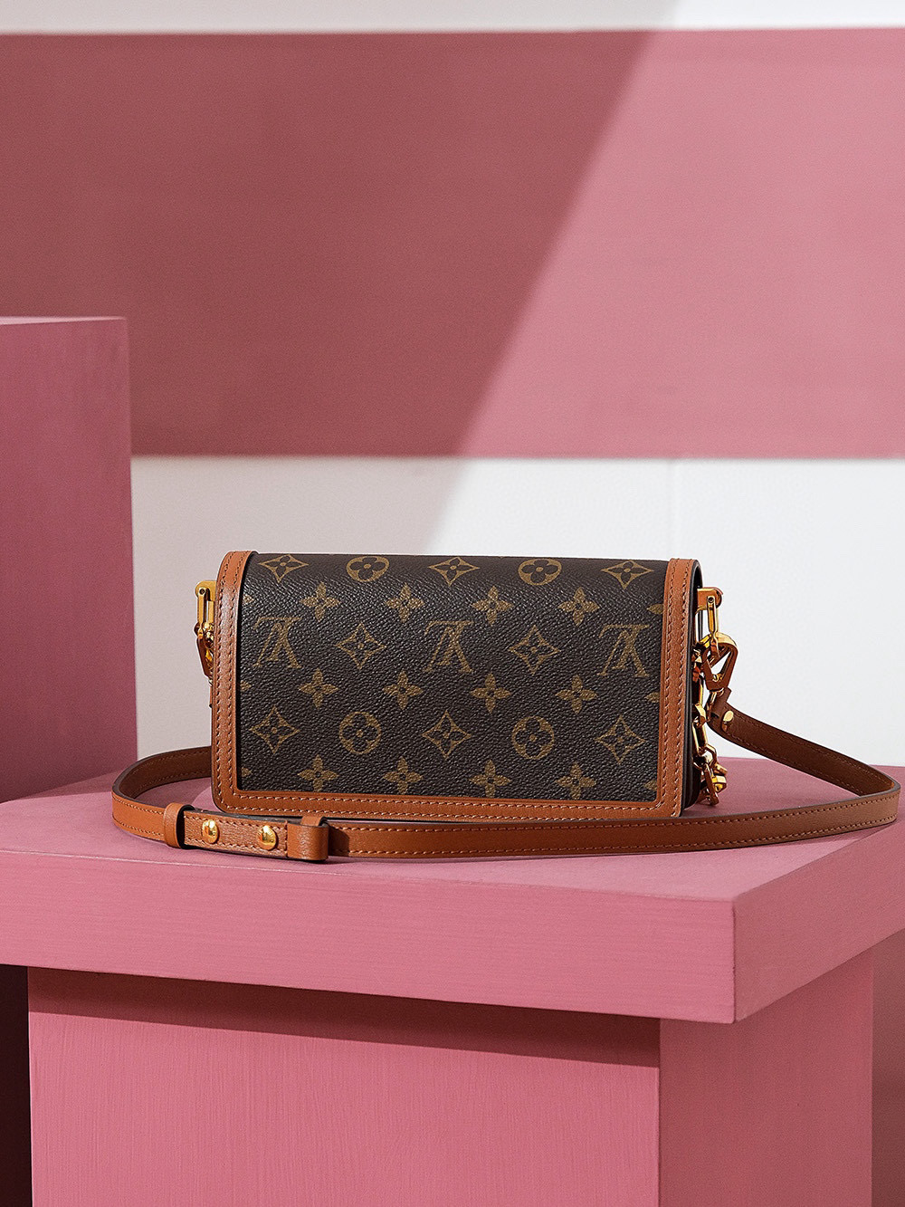 Louis Vuitton Dauphine EastWest Bag Monogram with Gold Hardware