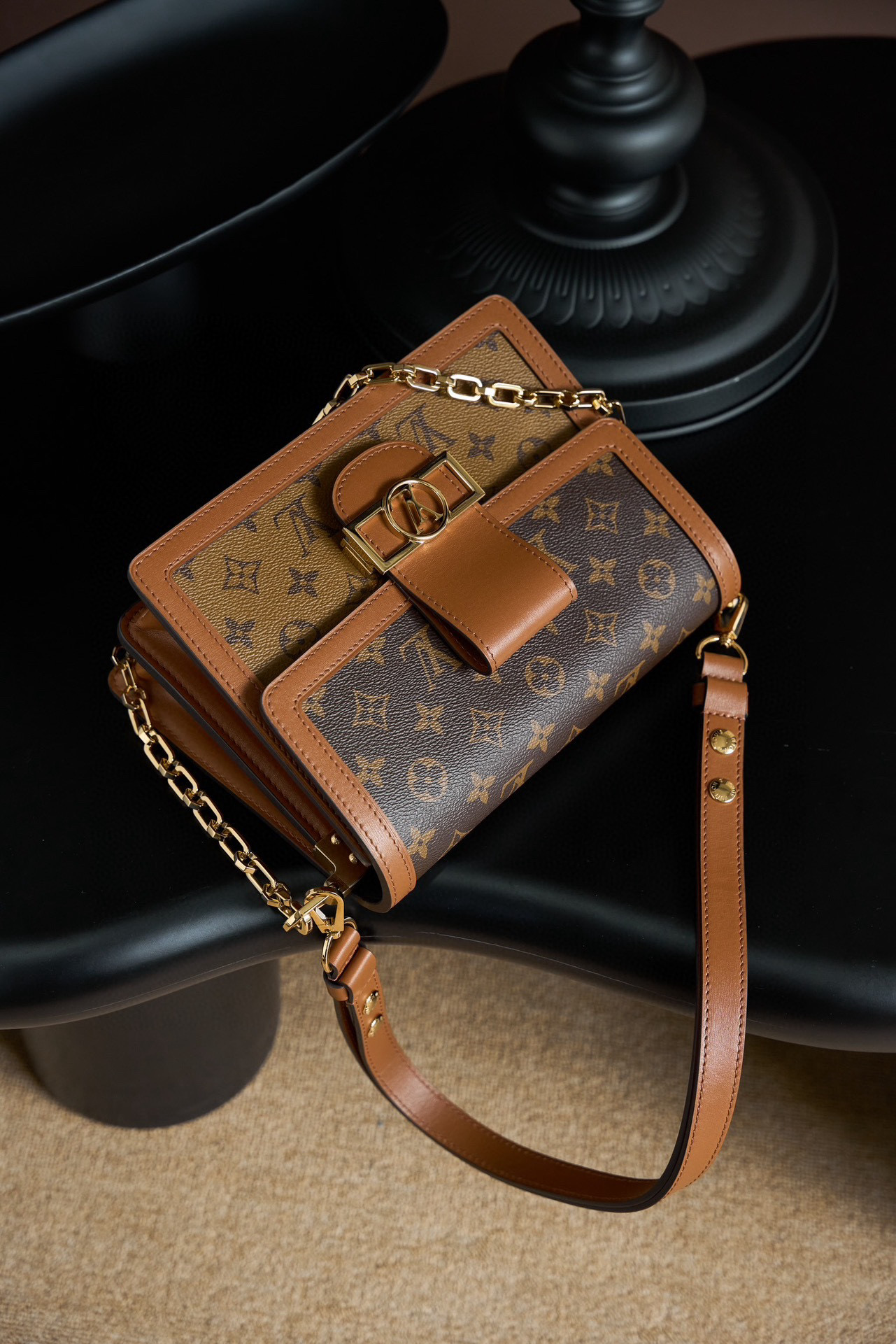 Louis Vuitton Dauphine MM Bag Monogram with Gold Hardware