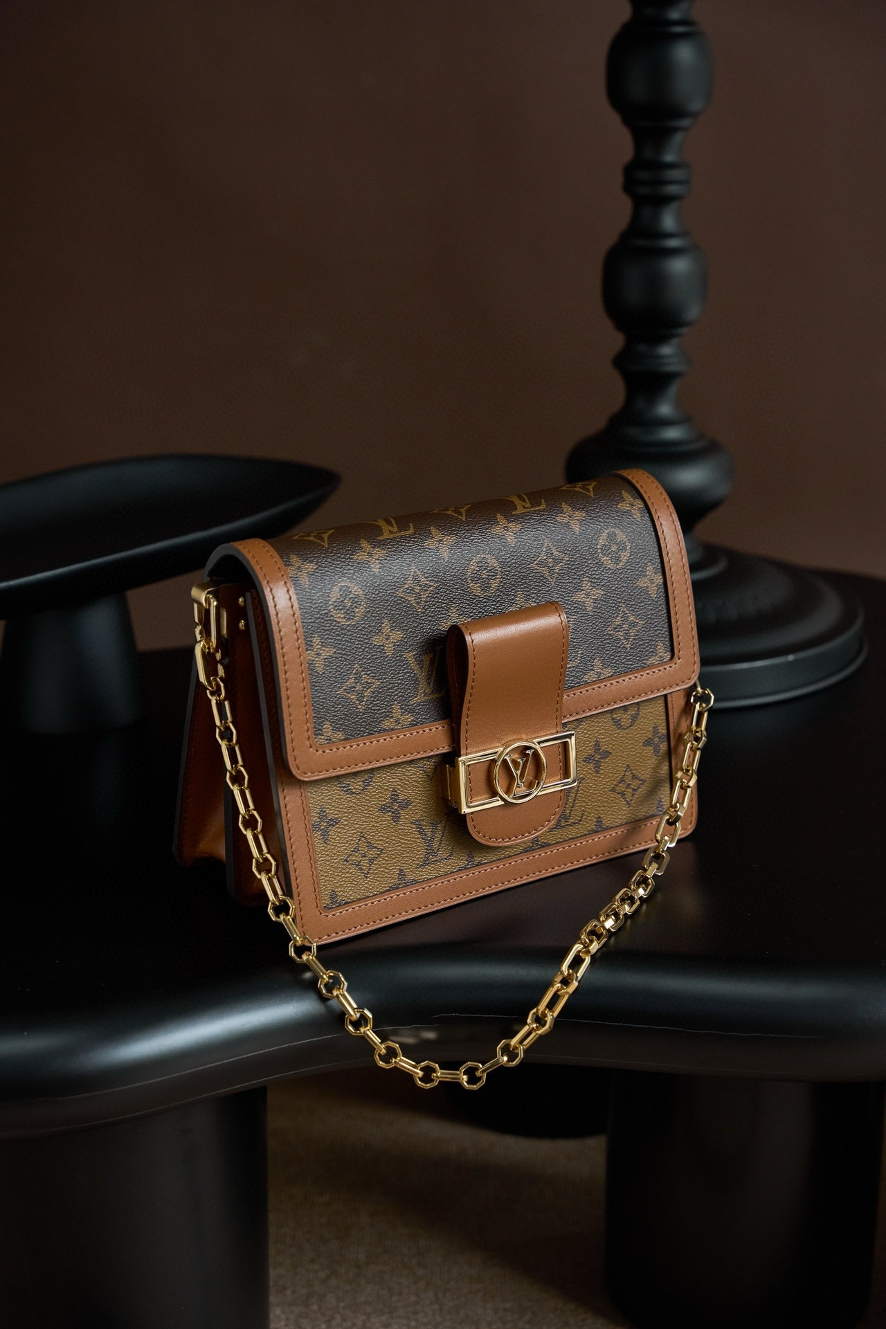 Louis Vuitton Dauphine MM Bag Monogram with Gold Hardware