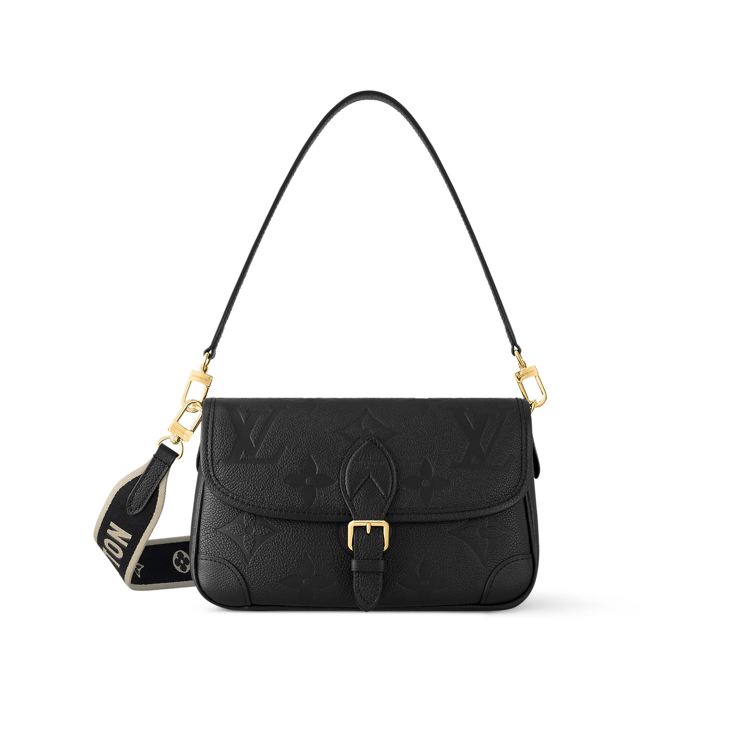 Louis Vuitton Diane Baguette Bag Black with Gold Hardware