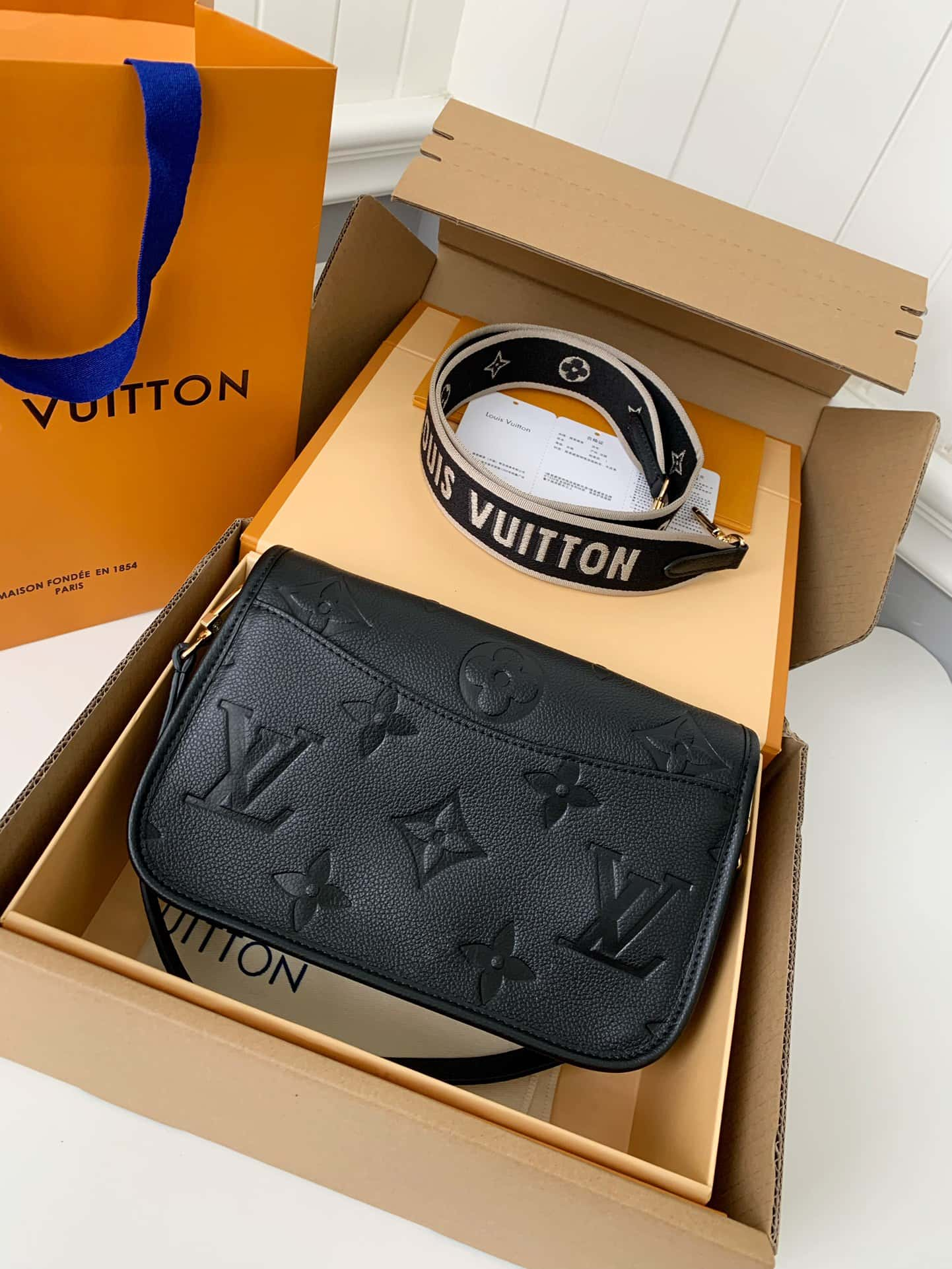 Louis Vuitton Diane Baguette Bag Black with Gold Hardware