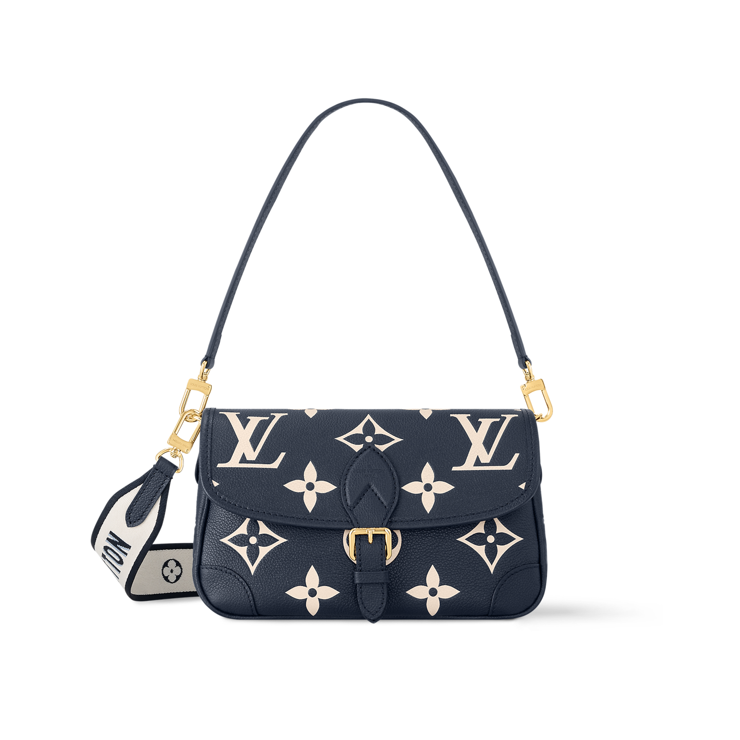 Louis Vuitton Diane Baguette Bag Navy Blue/Cream with Gold Hardware