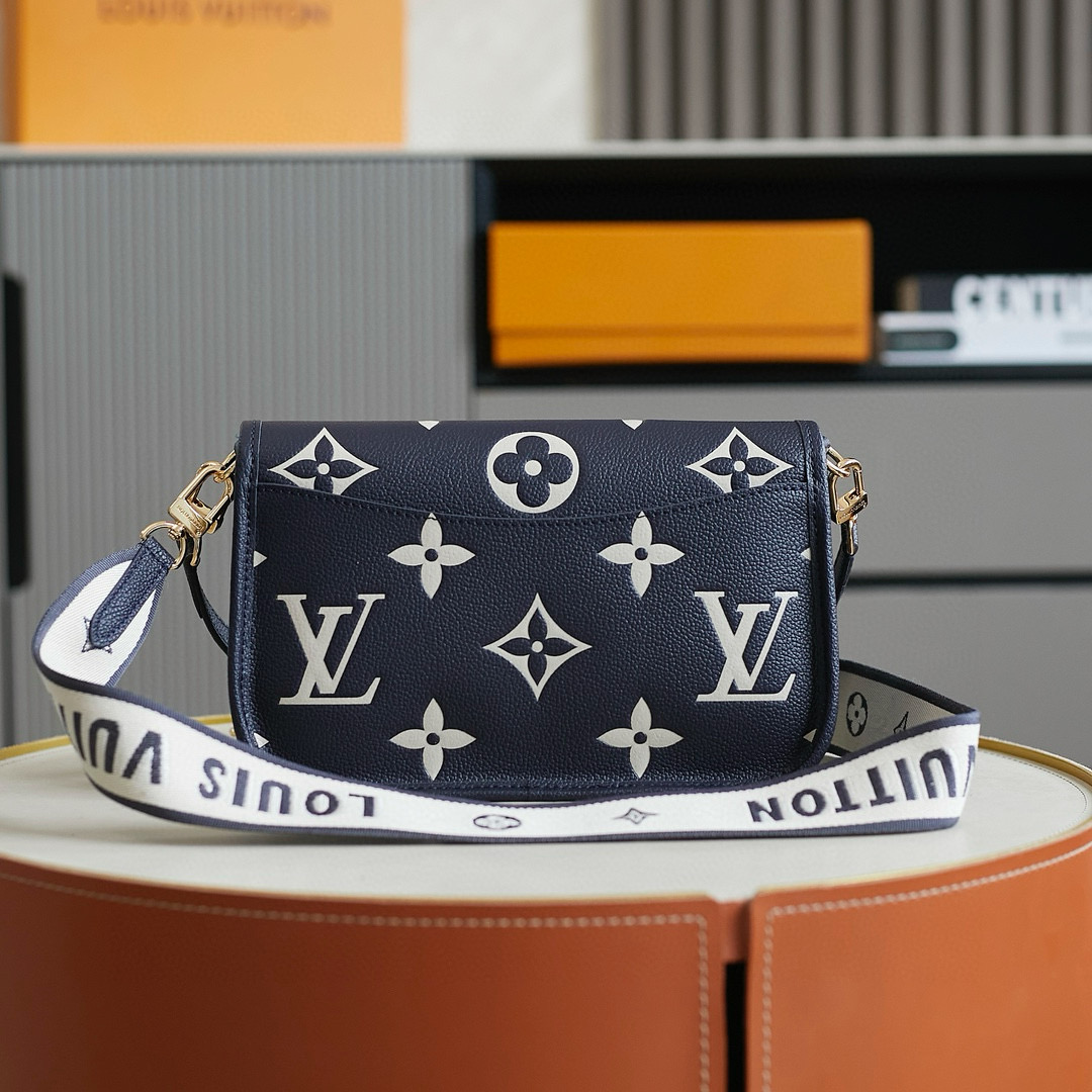 Louis Vuitton Diane Baguette Bag Navy Blue/Cream with Gold Hardware