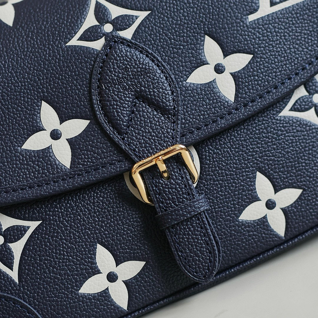 Louis Vuitton Diane Baguette Bag Navy Blue/Cream with Gold Hardware