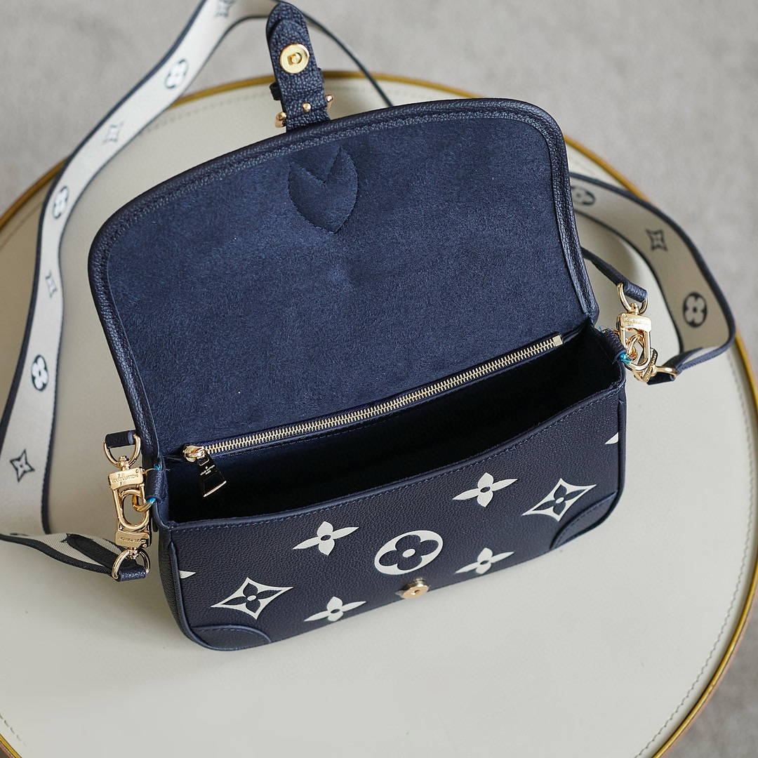 Louis Vuitton Diane Baguette Bag Navy Blue/Cream with Gold Hardware