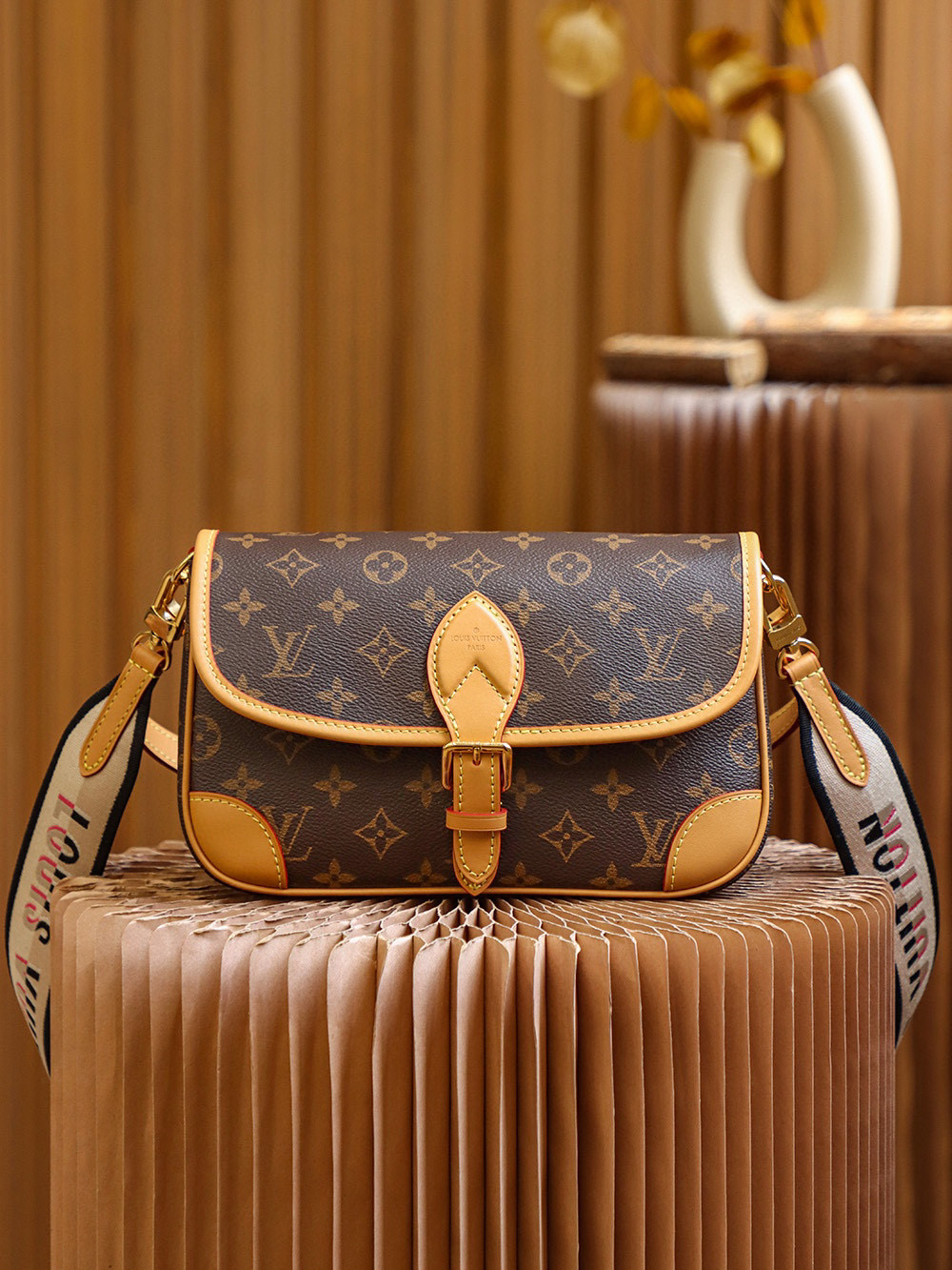 Louis Vuitton Diane Baguette Vintage Bag Monogram with Gold Hardware