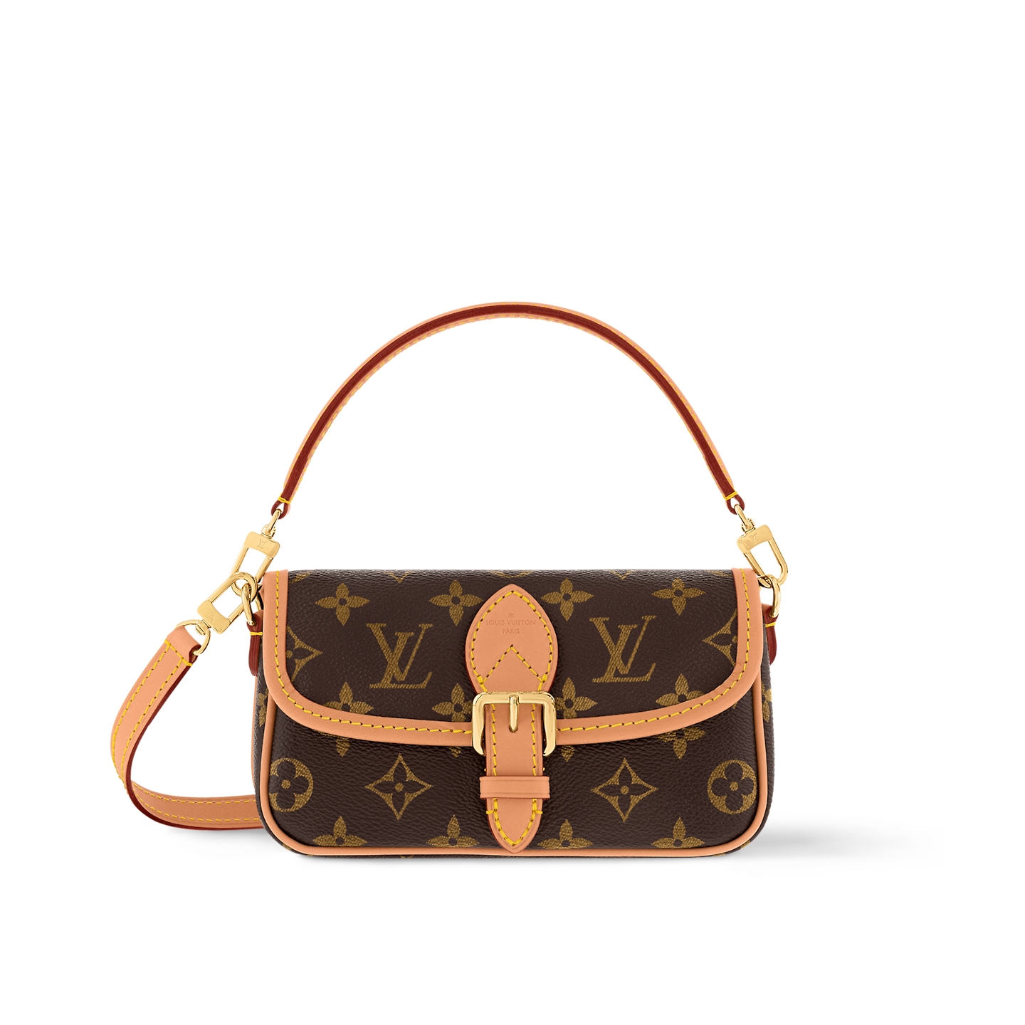 Louis Vuitton Diane Nano Baguette Bag Monogram with Gold Hardware