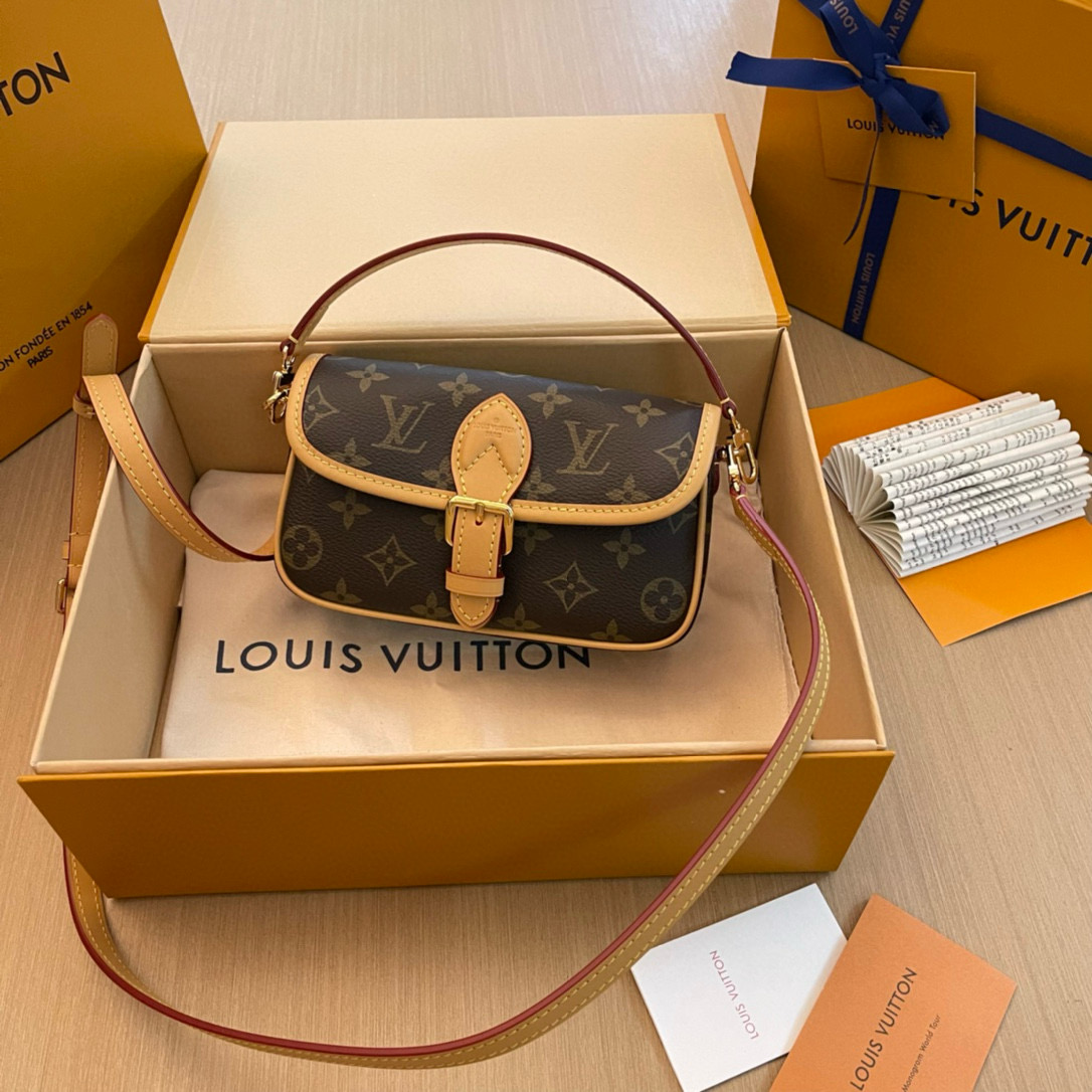 Louis Vuitton Diane Nano Baguette Bag Monogram with Gold Hardware