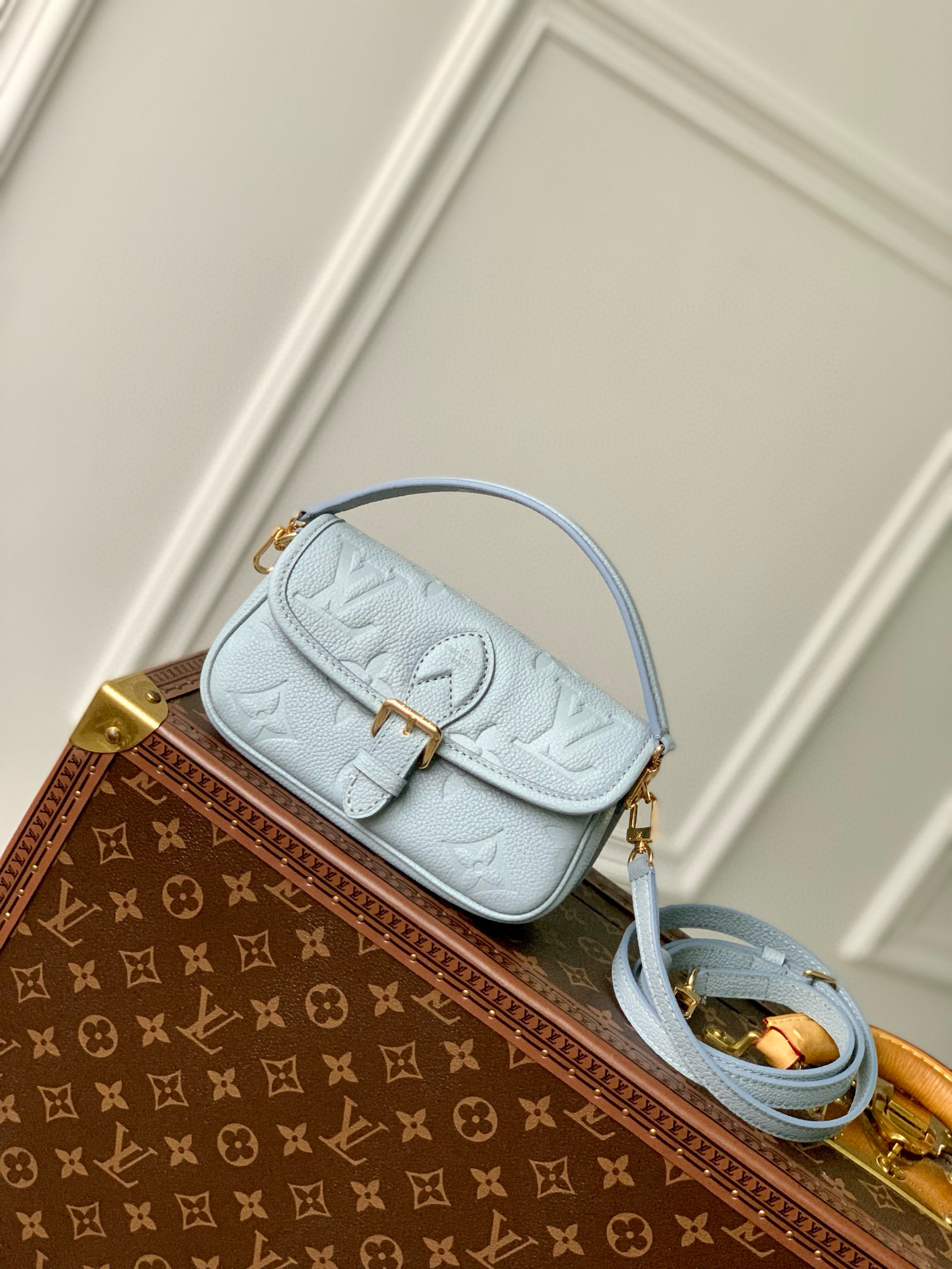 Louis Vuitton Diane Nano Baguette Bag Olympe Blue with Gold Hardware