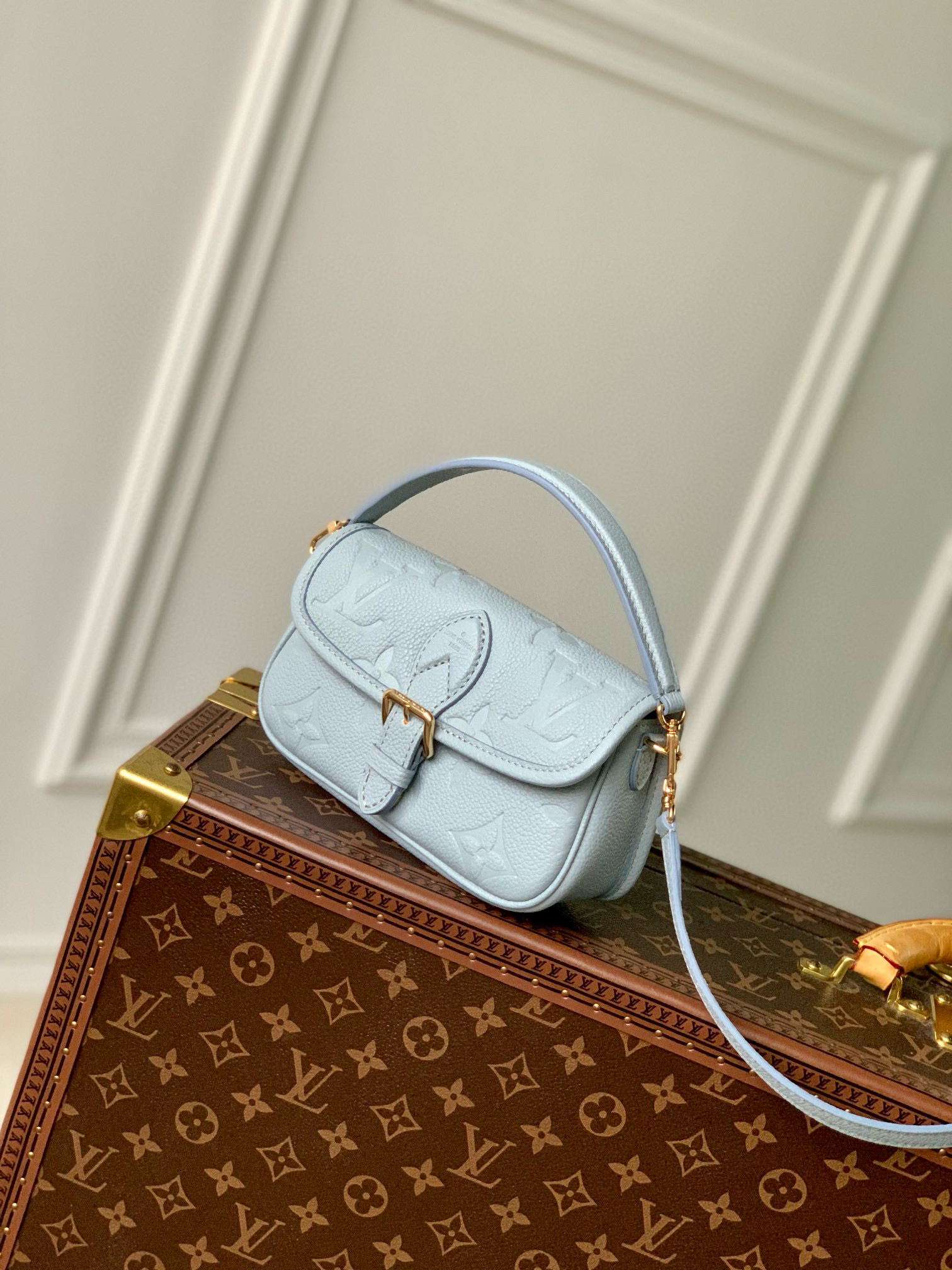 Louis Vuitton Diane Nano Baguette Bag Olympe Blue with Gold Hardware