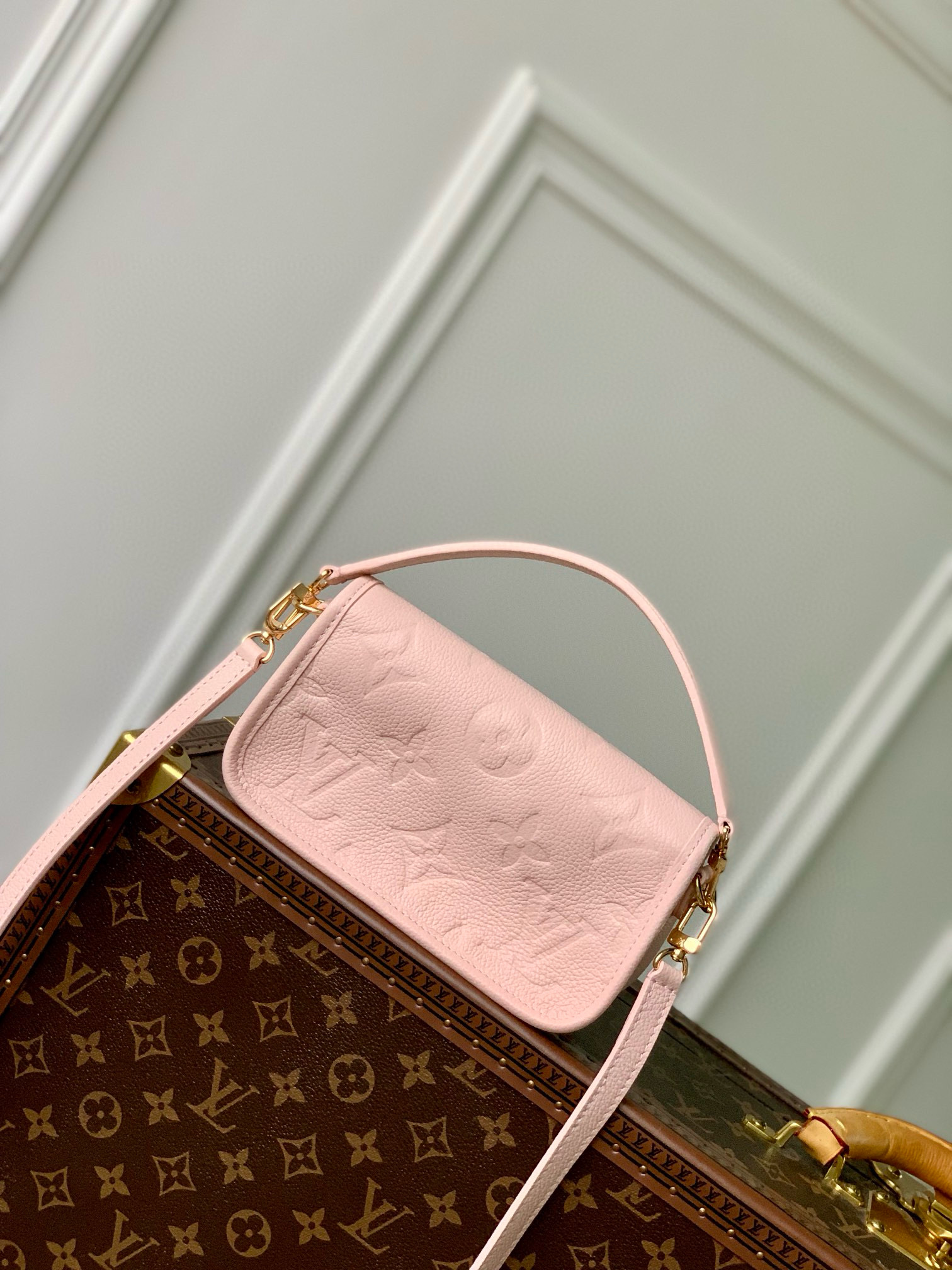 Louis Vuitton Diane Nano Baguette Bag Pink Opale with Gold Hardware