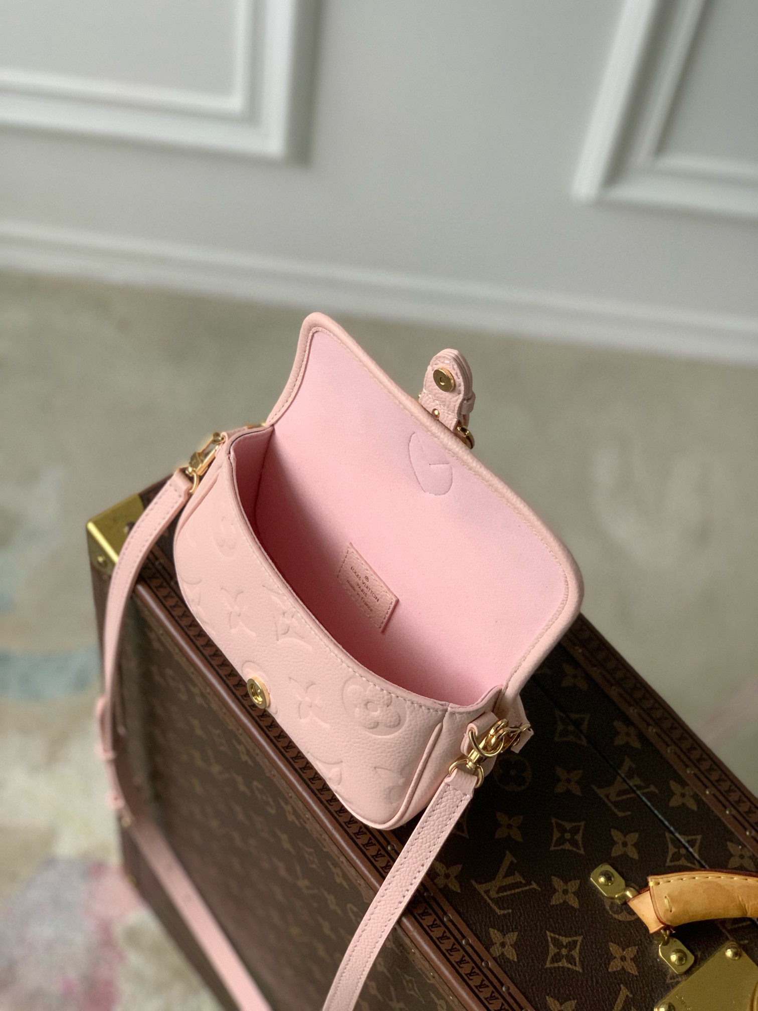 Louis Vuitton Diane Nano Baguette Bag Pink Opale with Gold Hardware