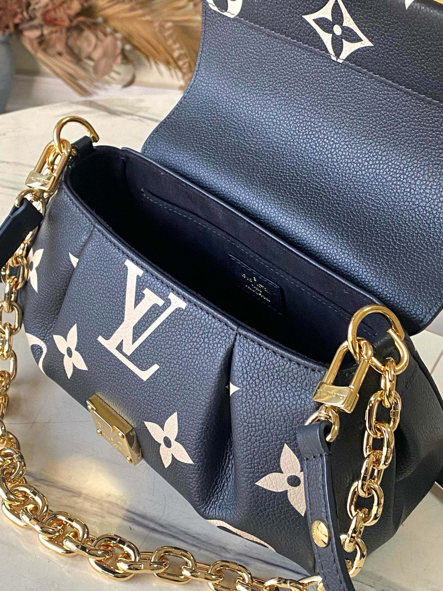 Louis Vuitton Favorite Bag Black/Beige with Gold Hardware