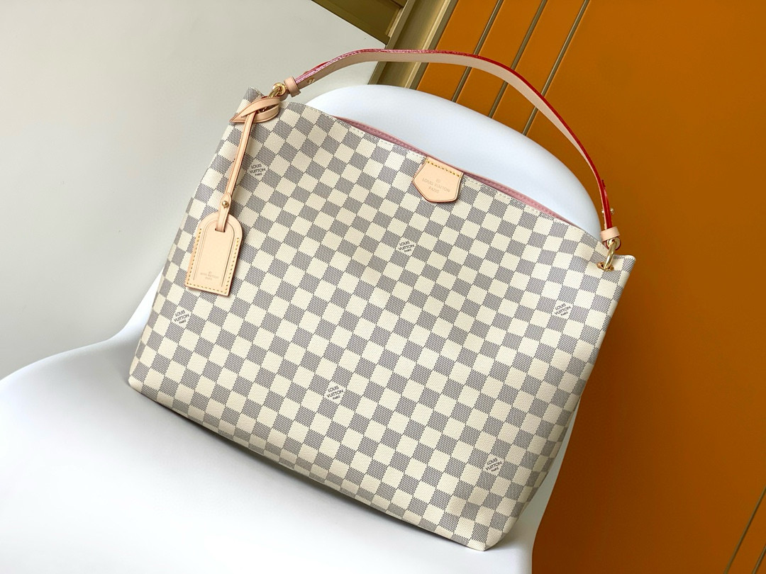 Louis Vuitton Graceful MM Bag Damier Azur with Gold Hardware