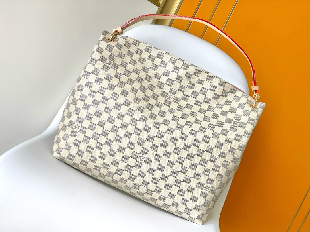 Louis Vuitton Graceful MM Bag Damier Azur with Gold Hardware