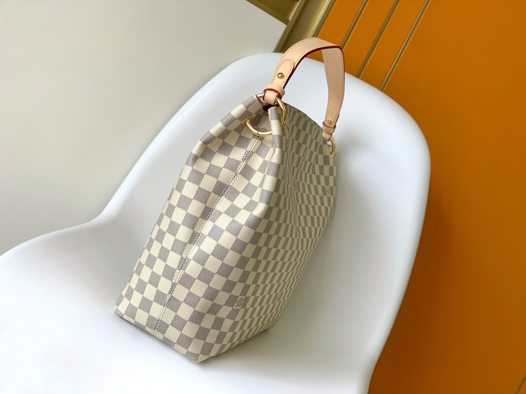 Louis Vuitton Graceful MM Bag Damier Azur with Gold Hardware