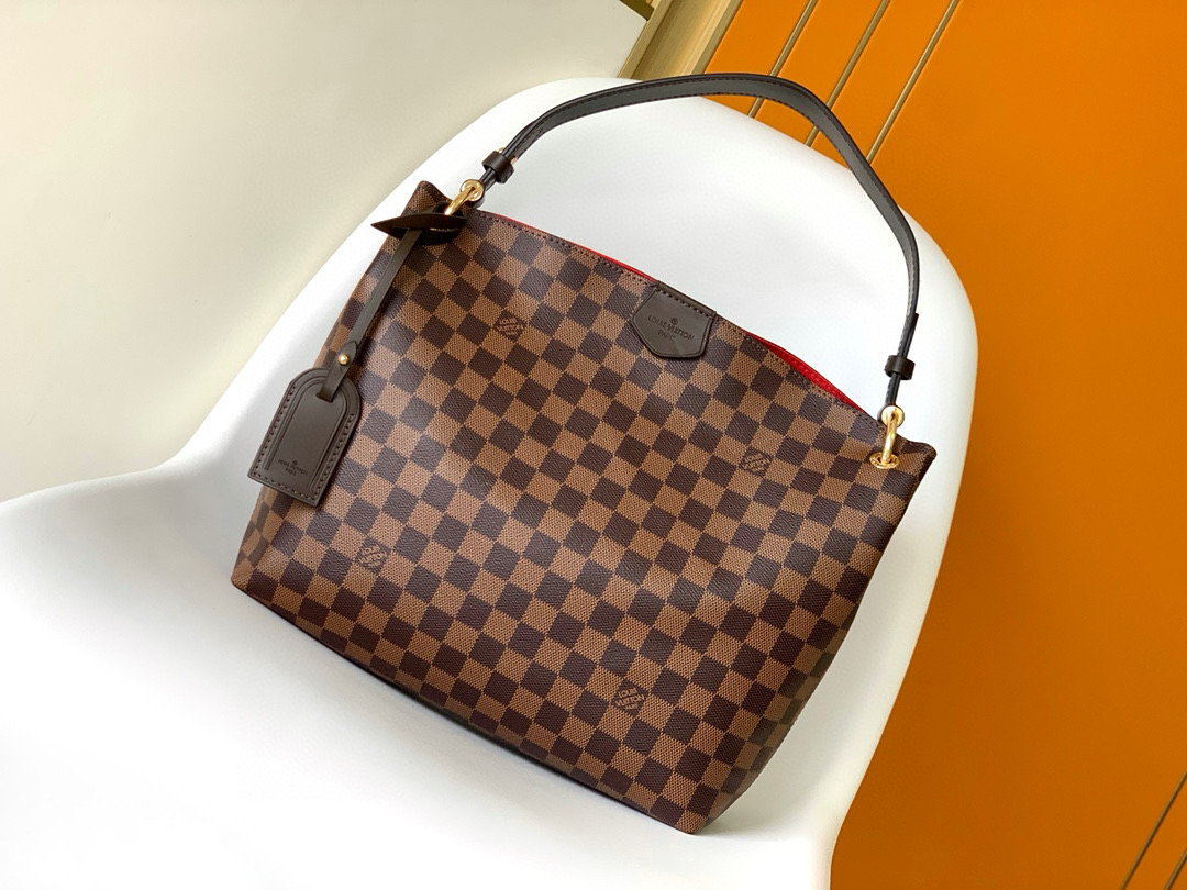 Louis Vuitton Graceful PM Bag Damier Ebene with Gold Hardware