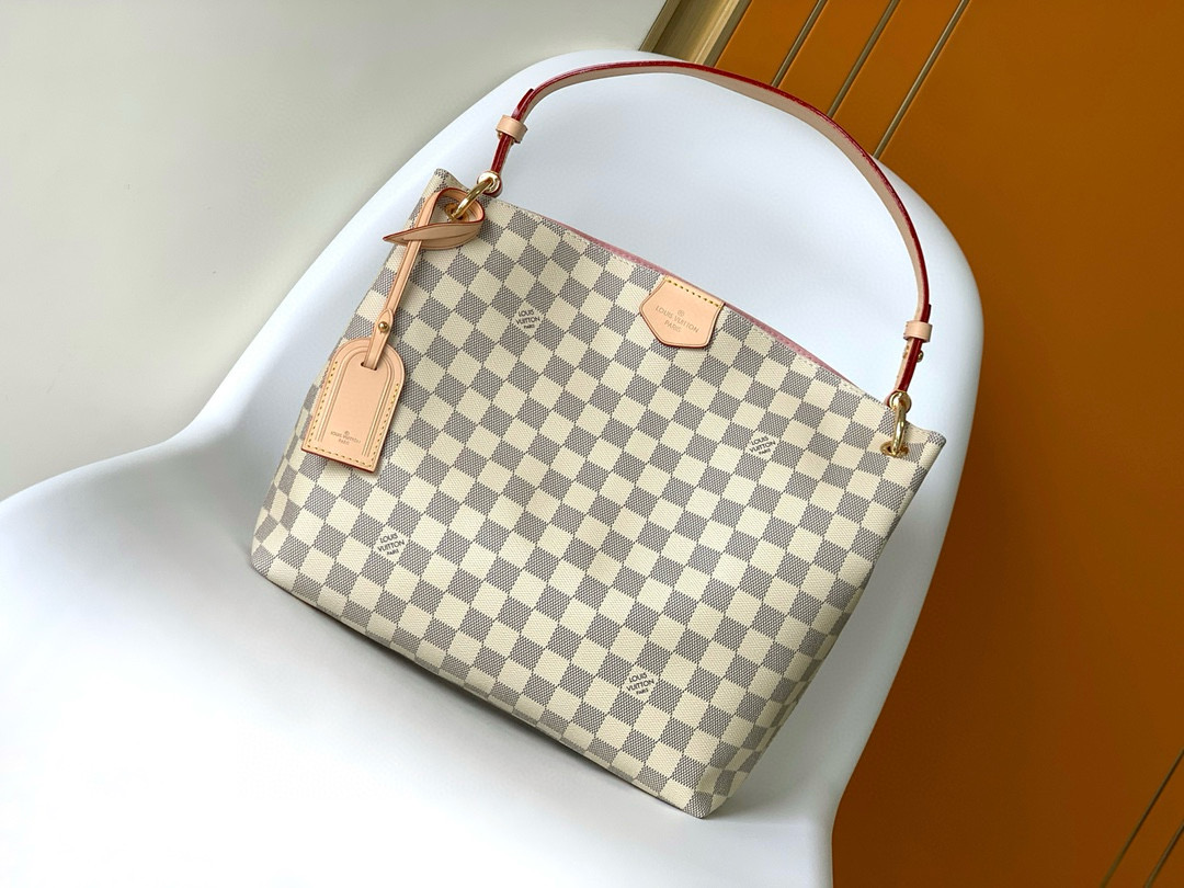 Louis Vuitton Graceful PM Bag Damier Azur with Gold Hardware