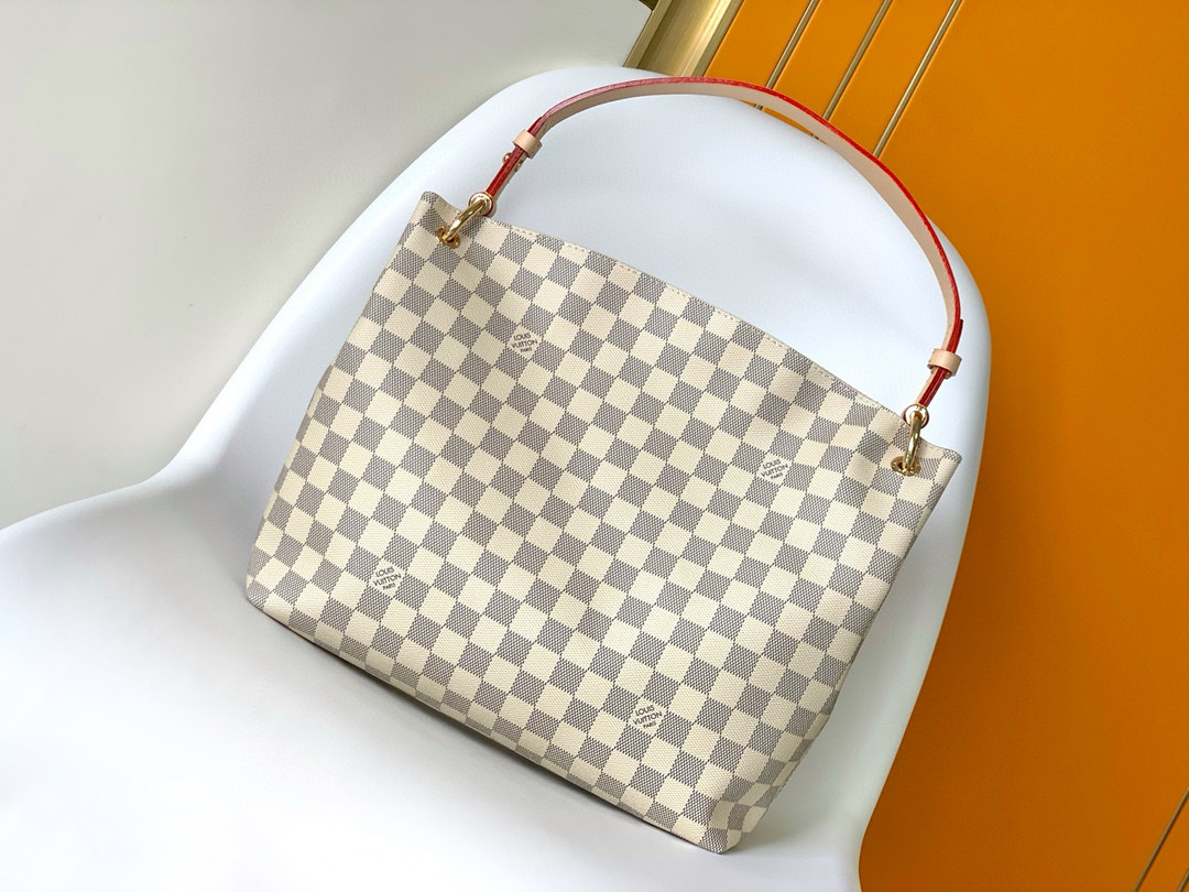 Louis Vuitton Graceful PM Bag Damier Azur with Gold Hardware