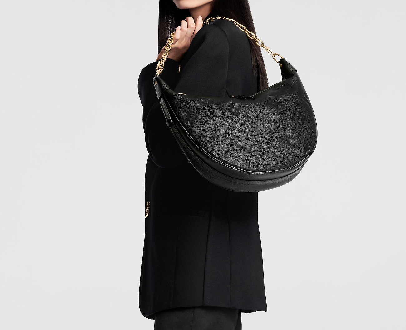 Louis Vuitton Loop Hobo Bag Black with Gold Hardware