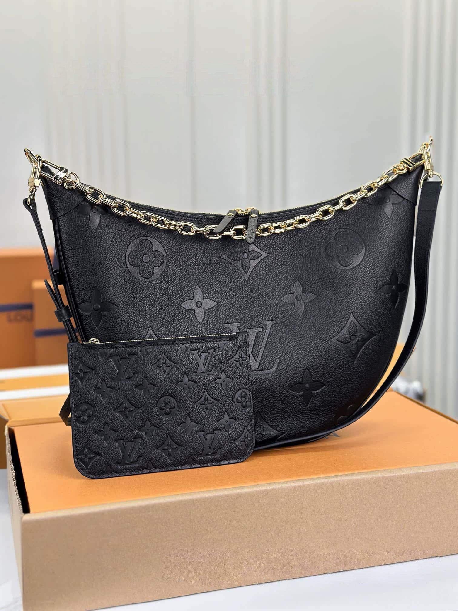 Louis Vuitton Loop Hobo Bag Black with Gold Hardware