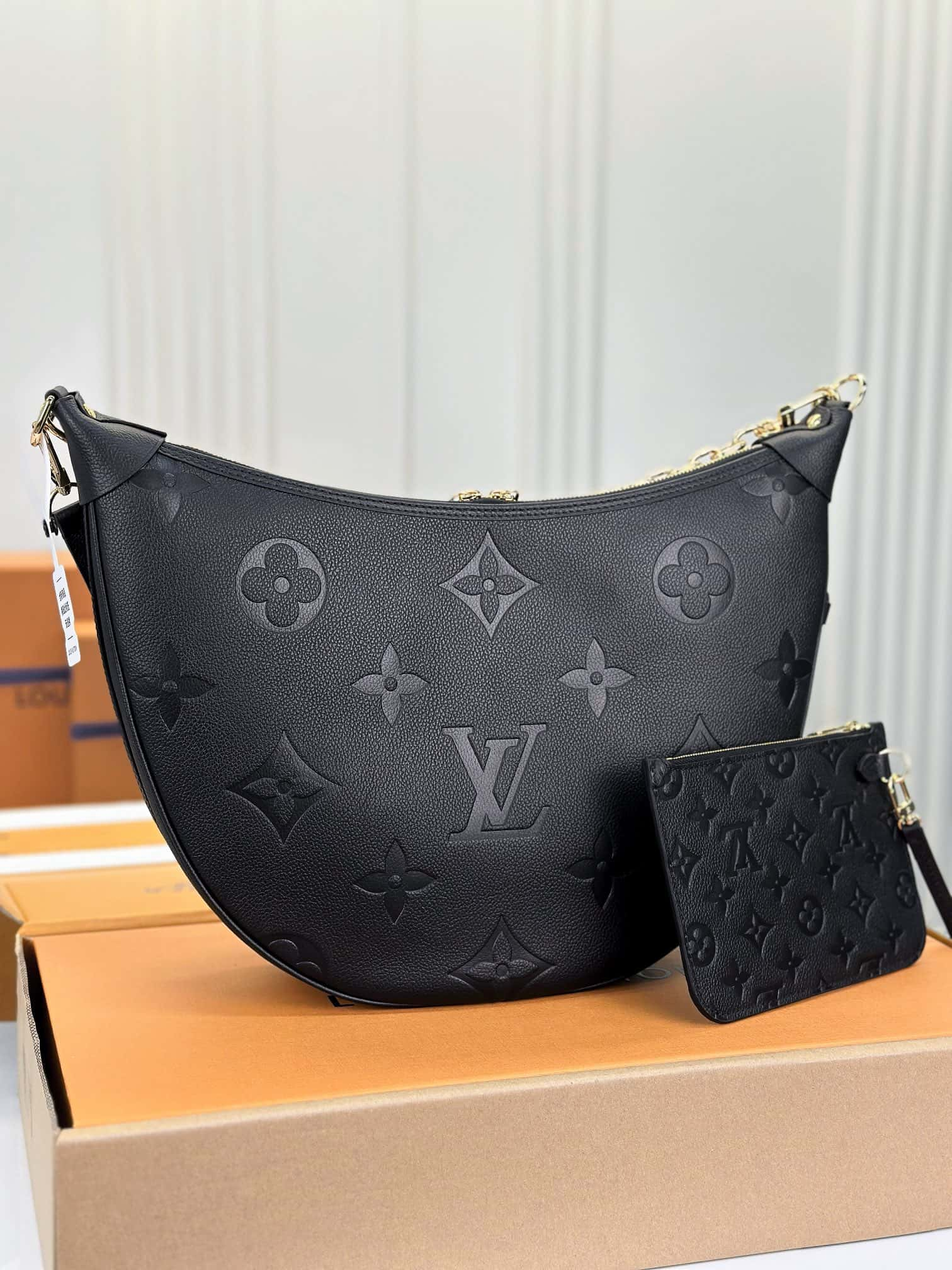 Louis Vuitton Loop Hobo Bag Black with Gold Hardware