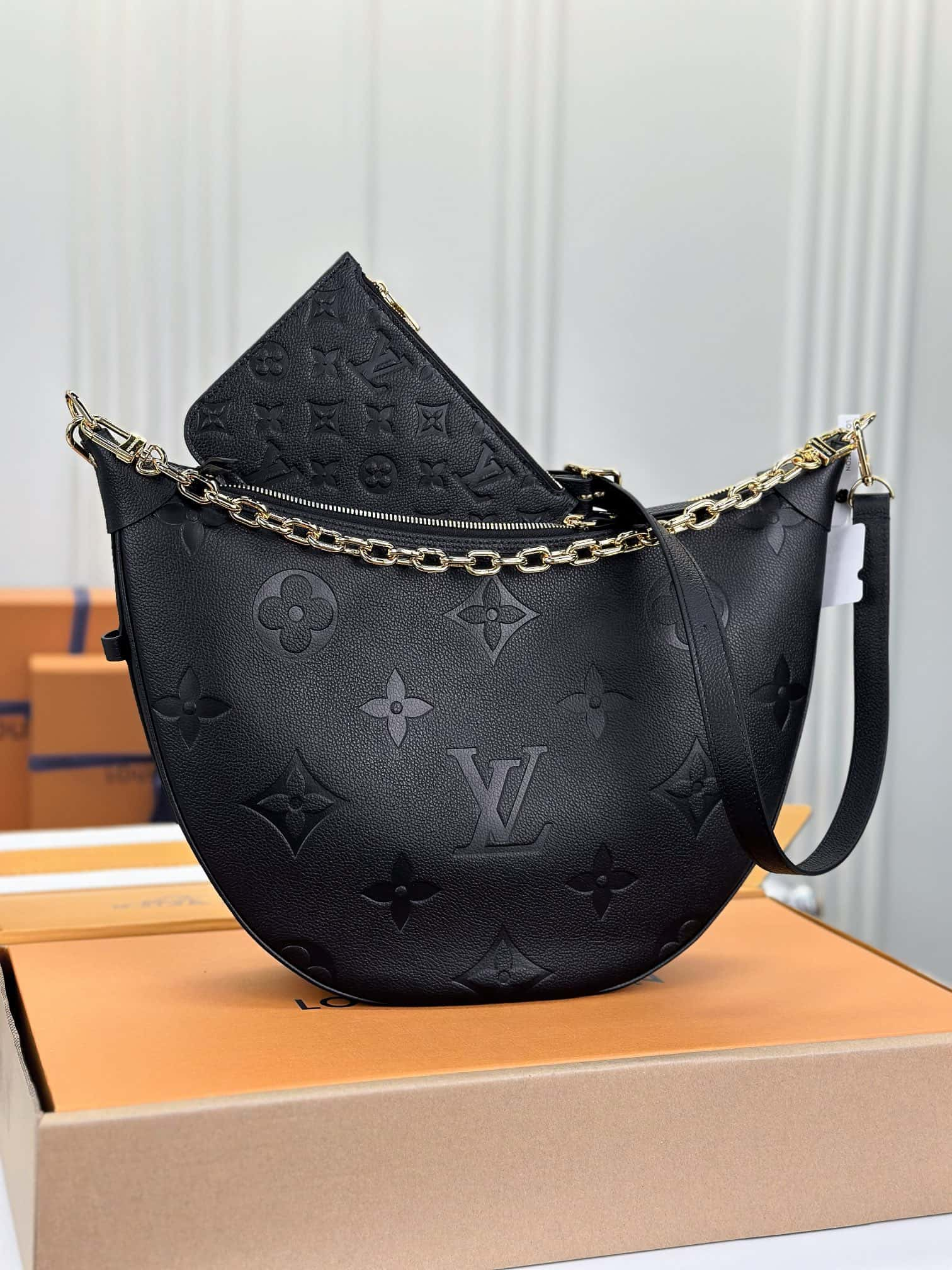 Louis Vuitton Loop Hobo Bag Black with Gold Hardware