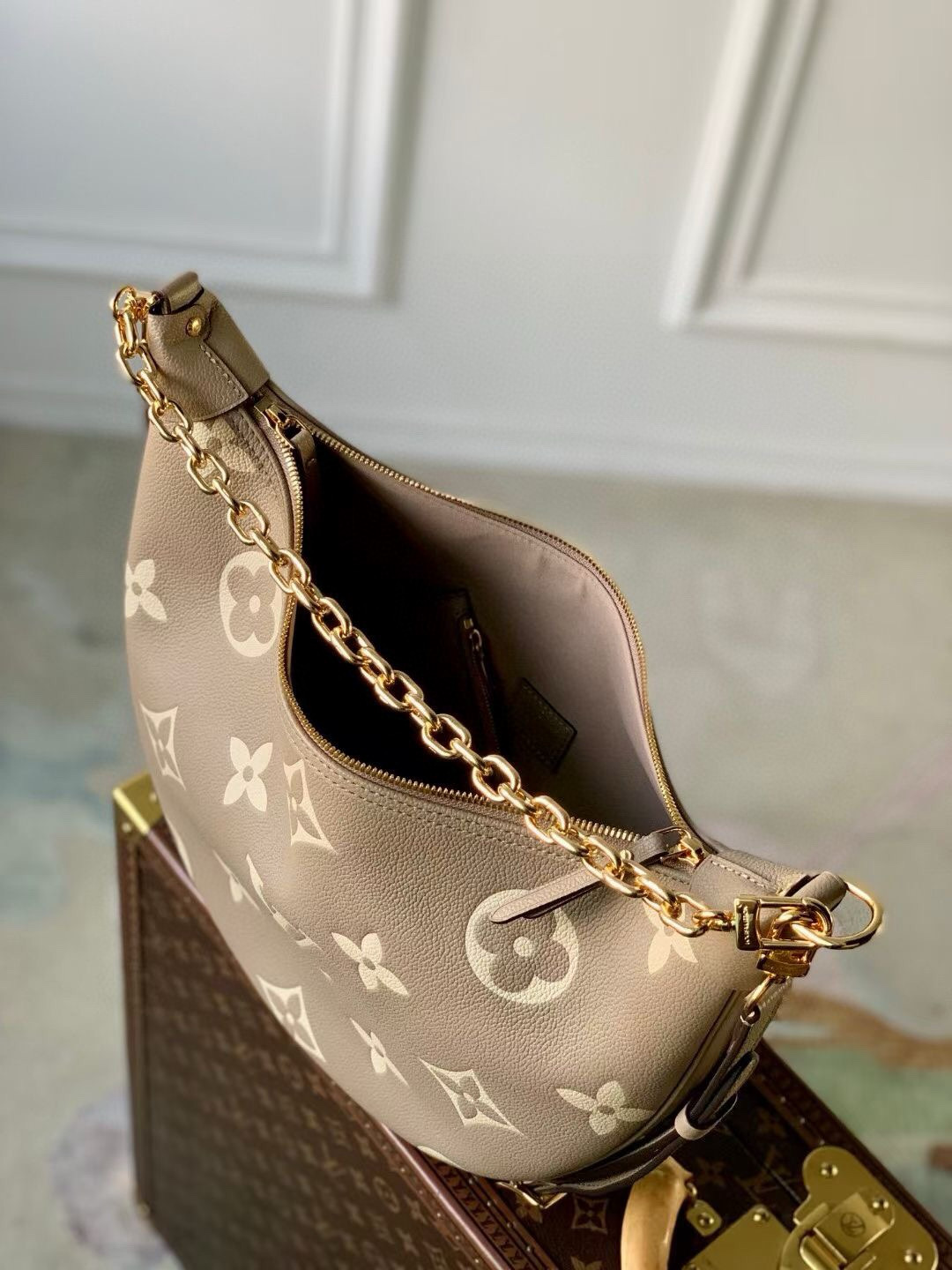 Louis Vuitton Loop Hobo Bag Dove Gray/Cream with Gold Hardware