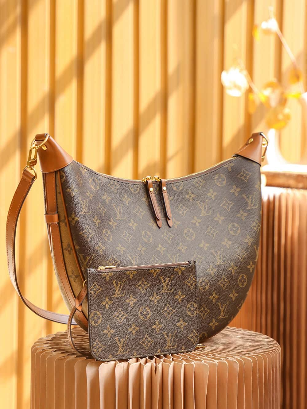 Louis Vuitton Loop Hobo Bag Monogram and Monogram Reverse with Gold Hardware