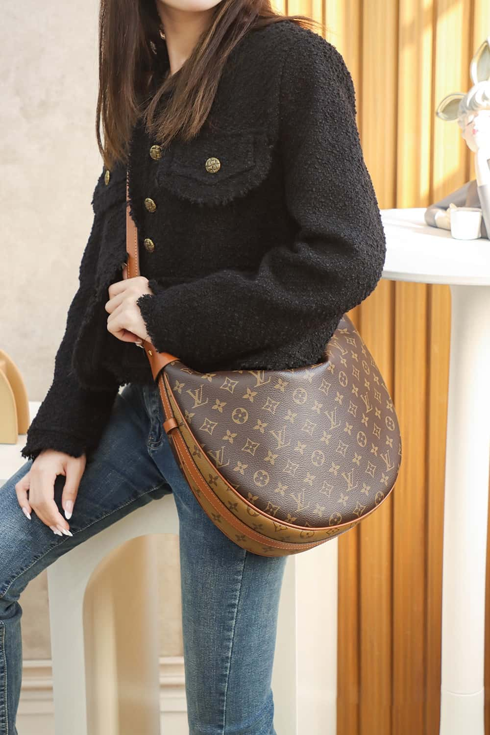 Louis Vuitton Loop Hobo Bag Monogram and Monogram Reverse with Gold Hardware