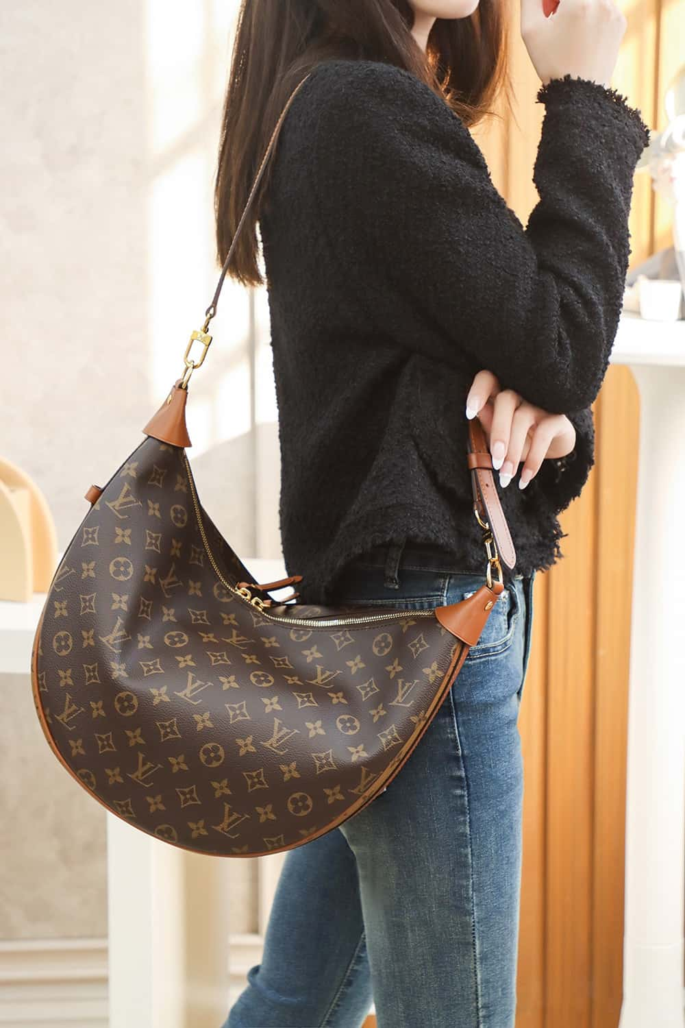 Louis Vuitton Loop Hobo Bag Monogram and Monogram Reverse with Gold Hardware