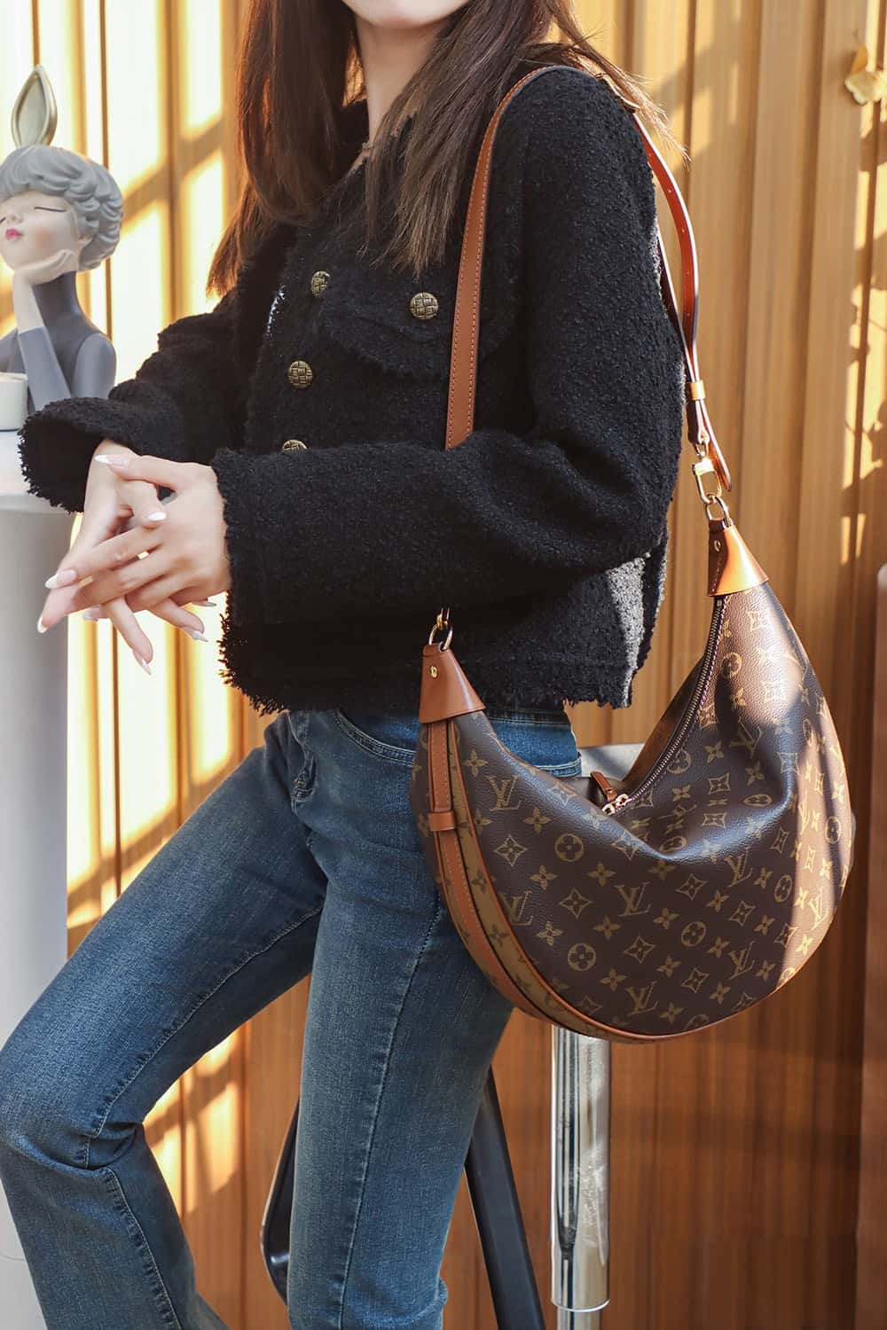 Louis Vuitton Loop Hobo Bag Monogram and Monogram Reverse with Gold Hardware