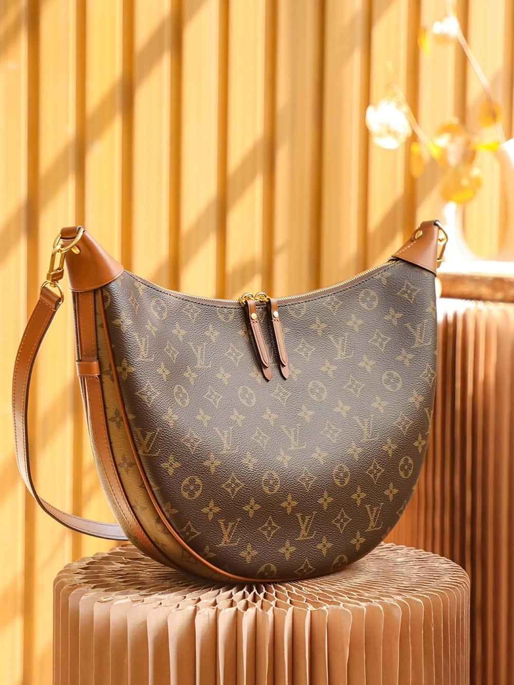 Louis Vuitton Loop Hobo Bag Monogram and Monogram Reverse with Gold Hardware