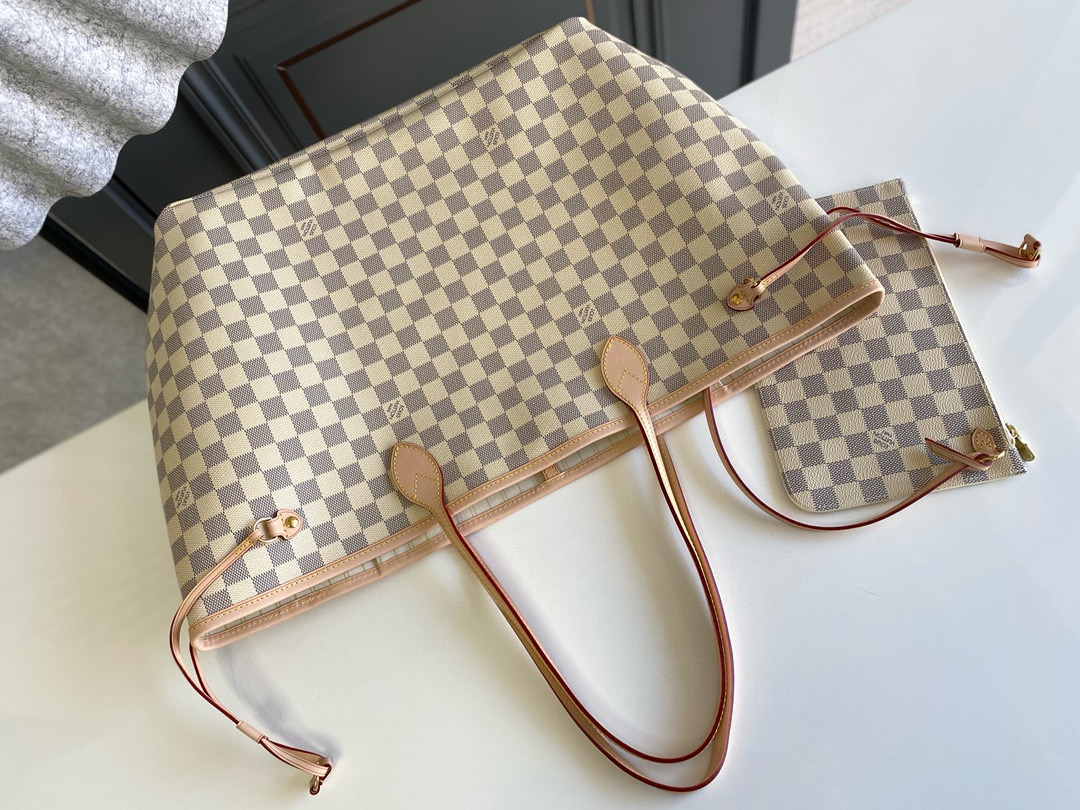 Louis Vuitton Neverfull GM Bag Damier Azur with Gold Hardware