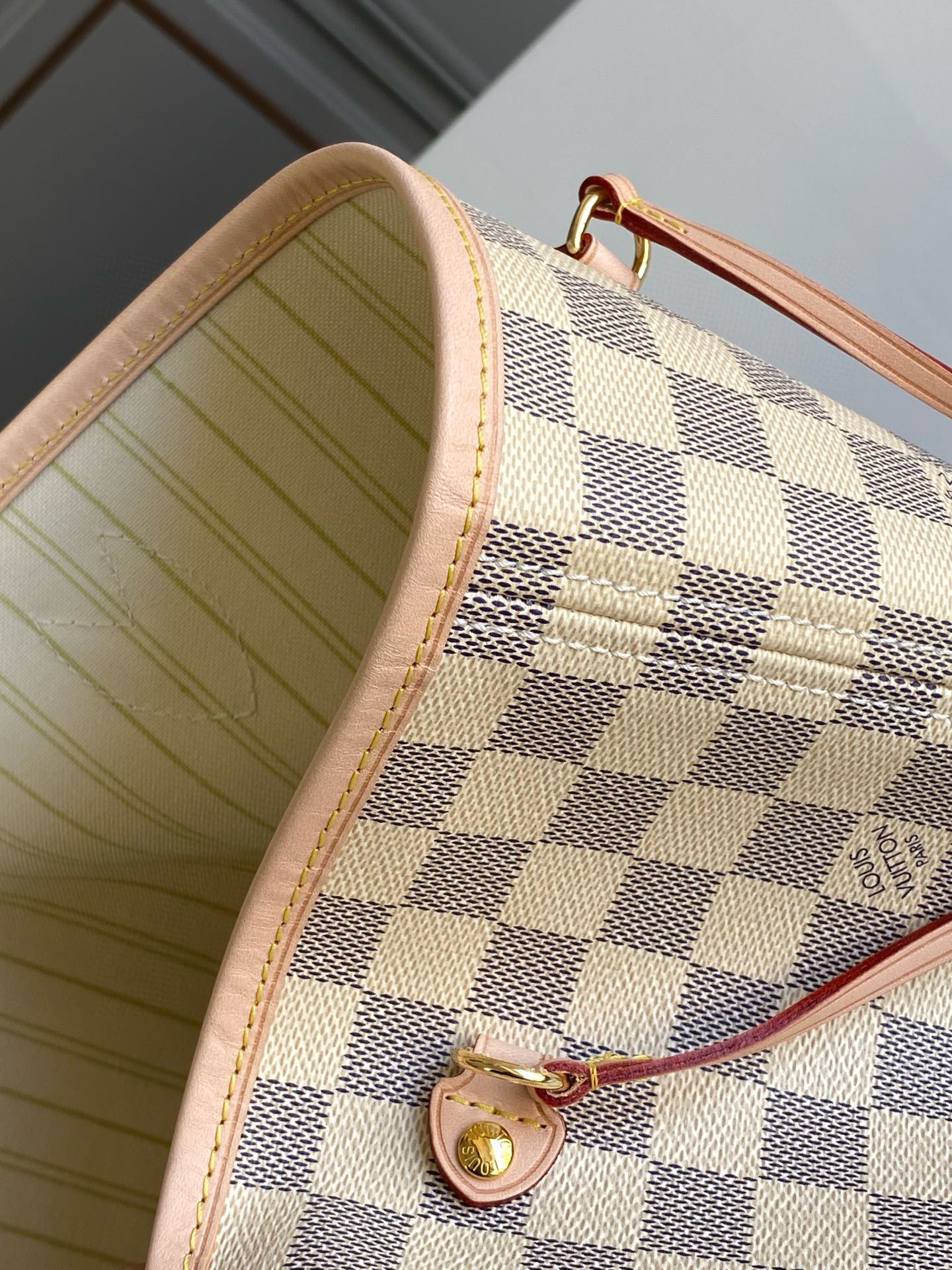 Louis Vuitton Neverfull GM Bag Damier Azur with Gold Hardware