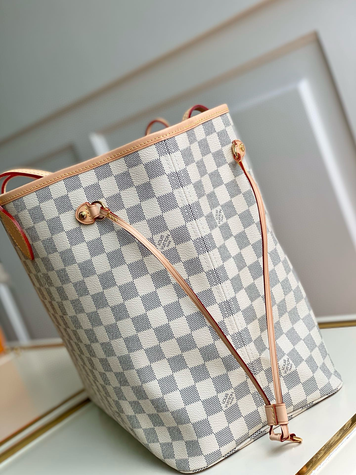 Louis Vuitton Neverfull GM Bag Damier Azur with Gold Hardware