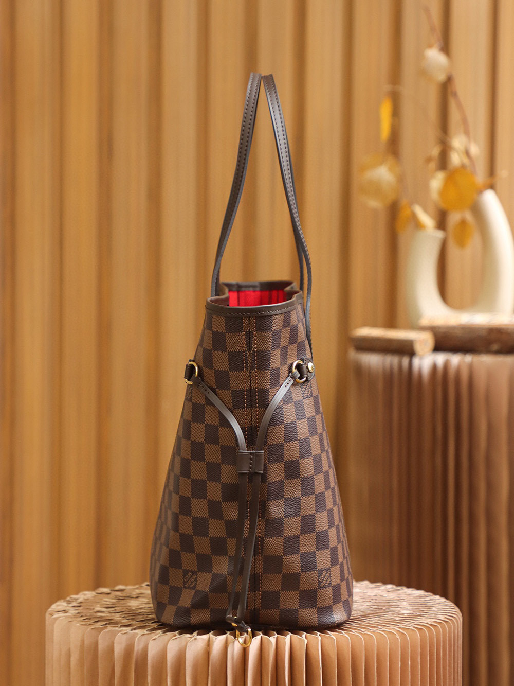 Louis Vuitton Neverfull MM Bag Damier Ebene with Gold Hardware